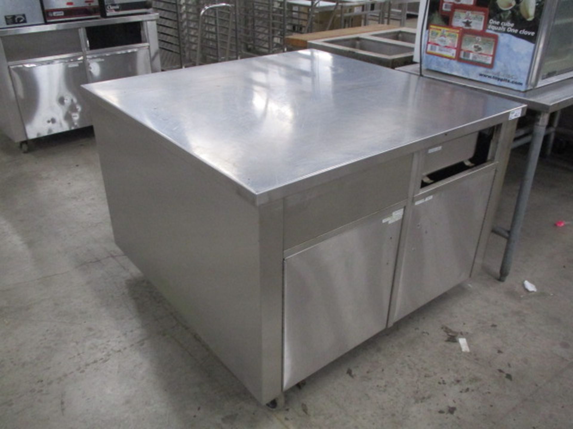 S/S 48" X 48" Mobile Work Counter (missing One (1) wheel)