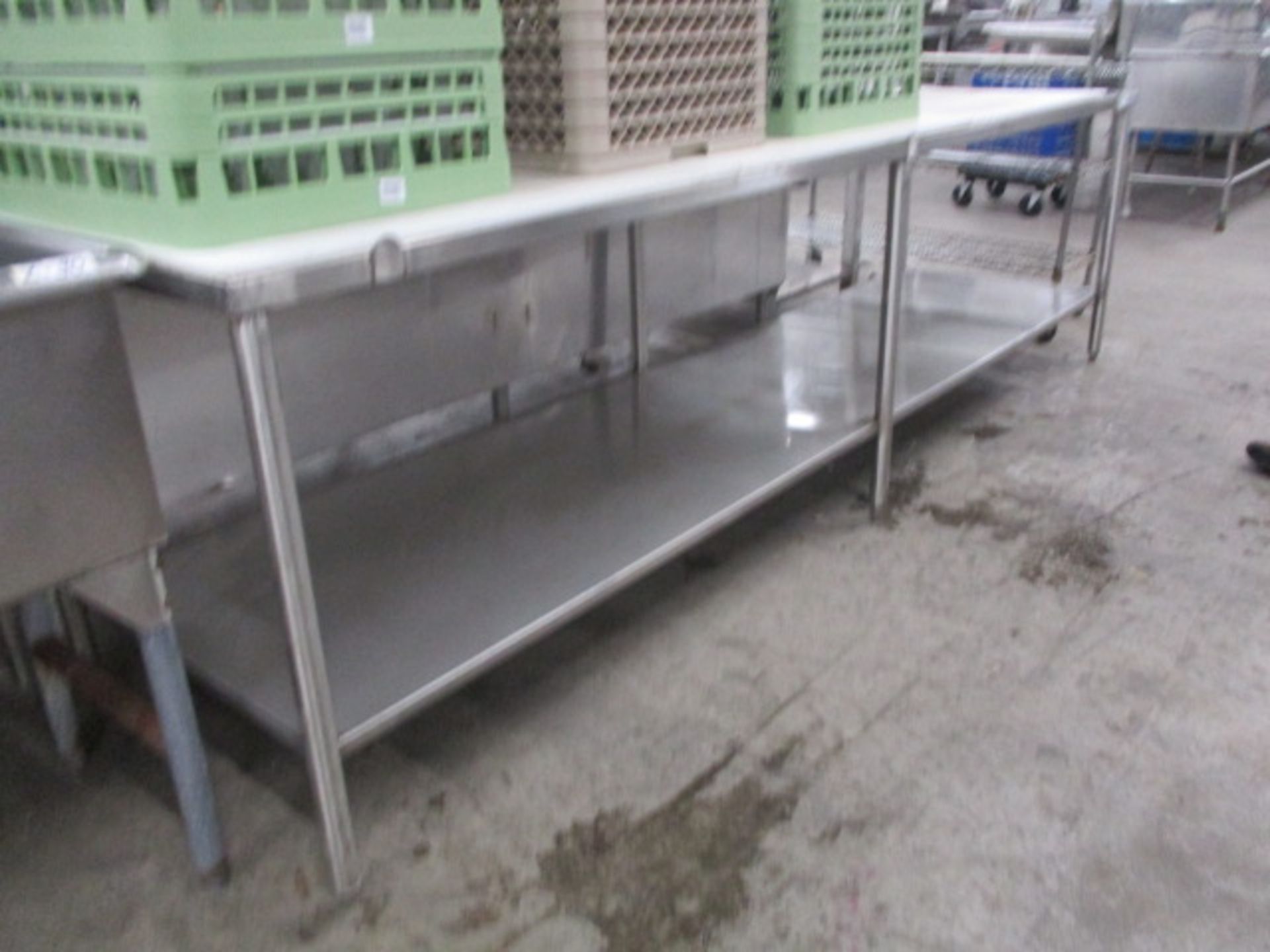 10ft Stainless Meat Cutting Table with Poly Board 30" Deep