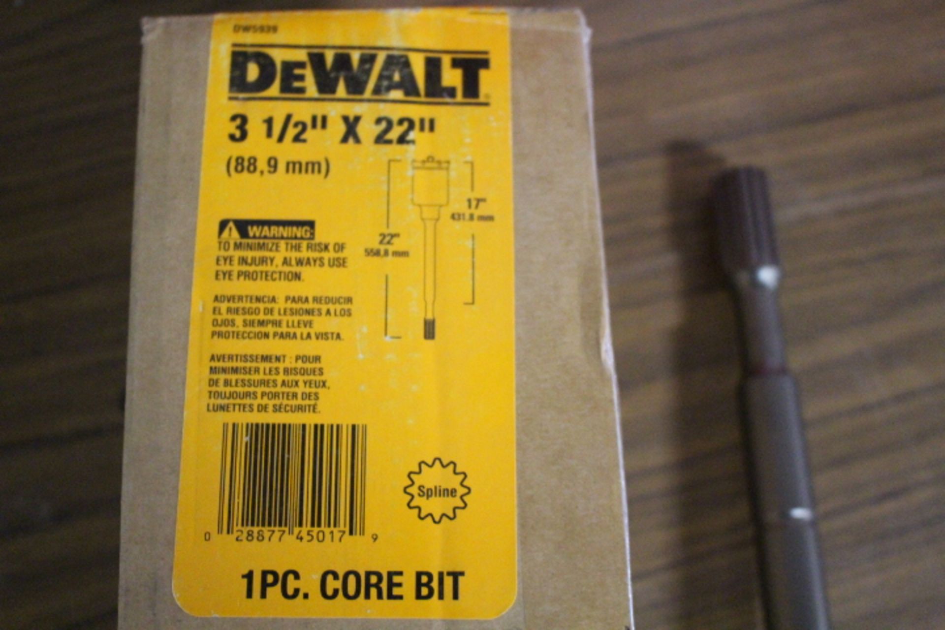 Dewalt 3 1/2" X 22" Core Bit (Spline Drive) - Image 2 of 2