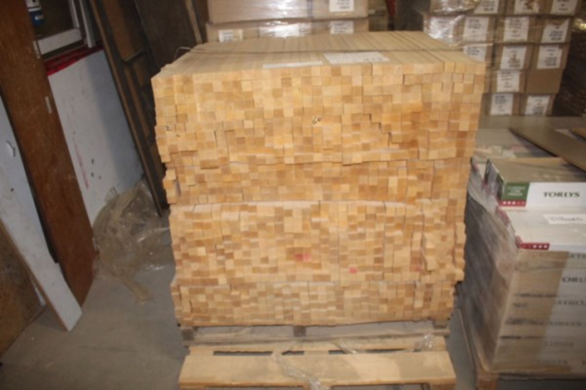 Pallet lot of 1 1/4" x 1 1/4" x 34" cedar blocks aprox 957 pcs