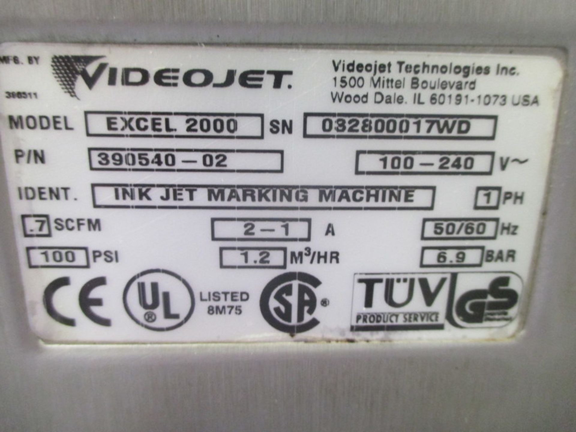 Video Jet Excel 2000 Ink Jet Coder - Image 4 of 4