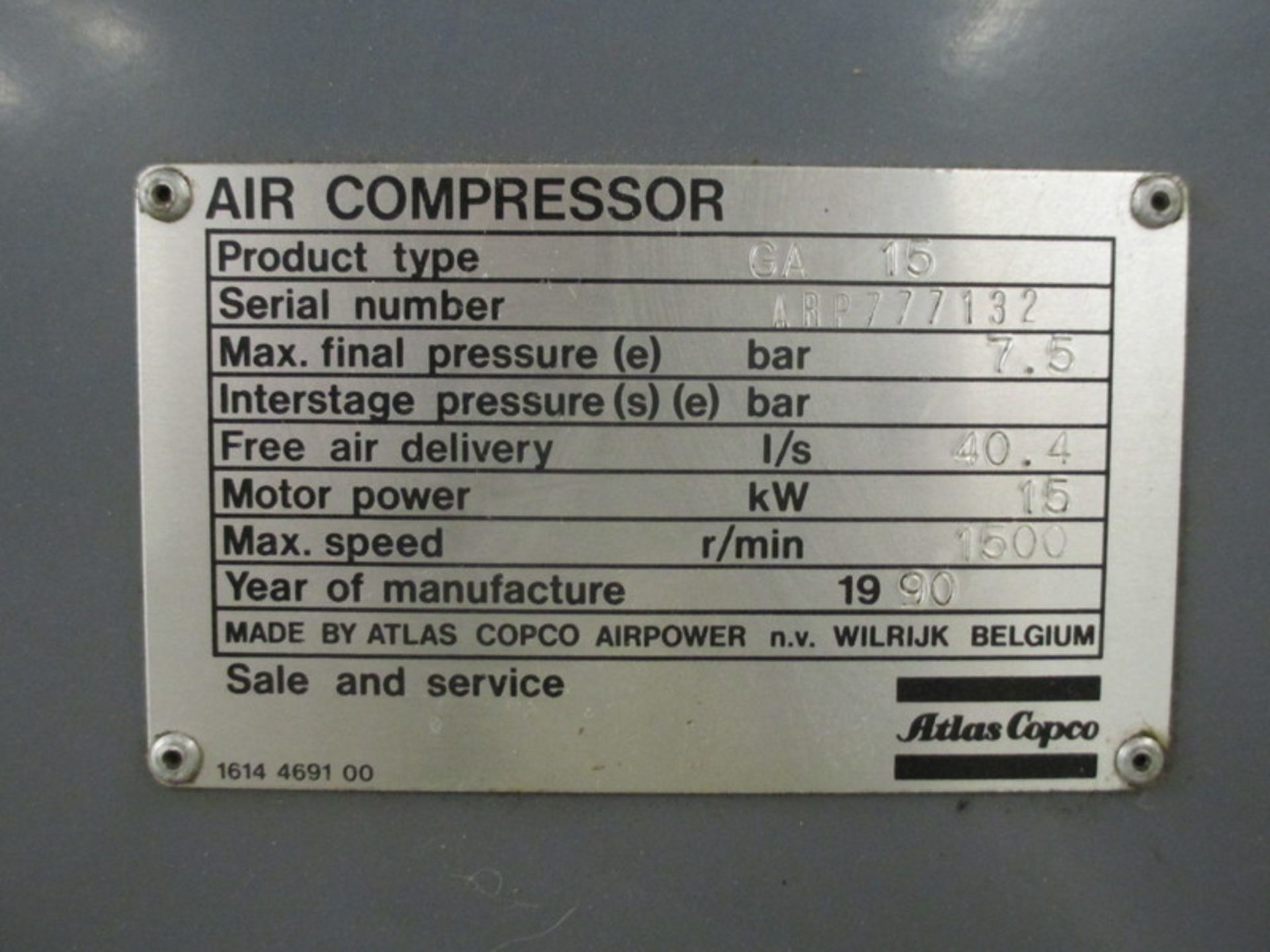 Atlas Copco Air Compressor - Image 3 of 3