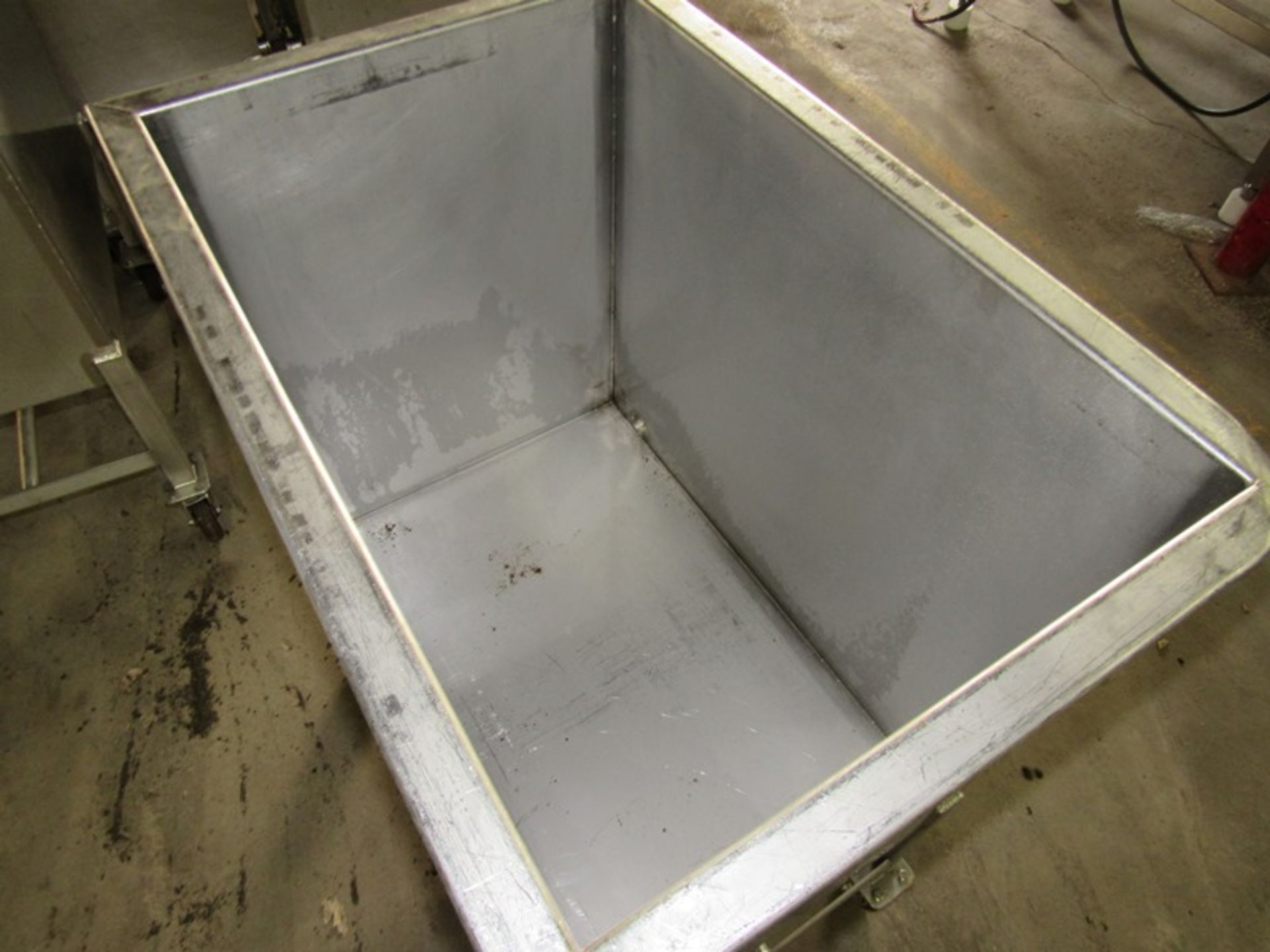 S.S. Product Bins, 17" W X 27" L X 24" D, 1" bottom center outlet, (3) screens, (2) lids. (Located - Image 8 of 10