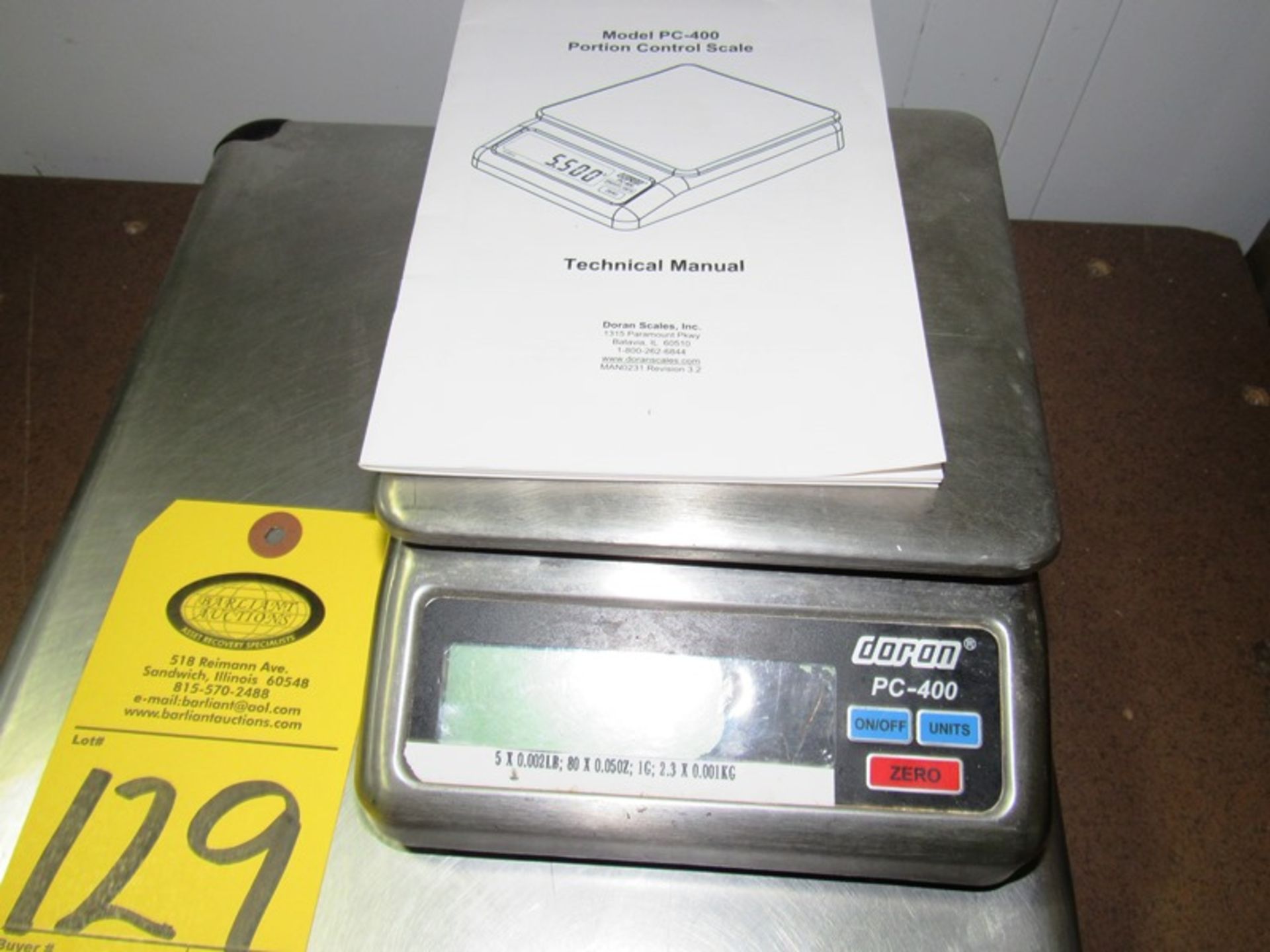 AND Mdl. FG-30KX Digital Scale, 12" W X 15" L stainless steel top, 60 Lb. capacity & Doron PC400 - Image 2 of 2