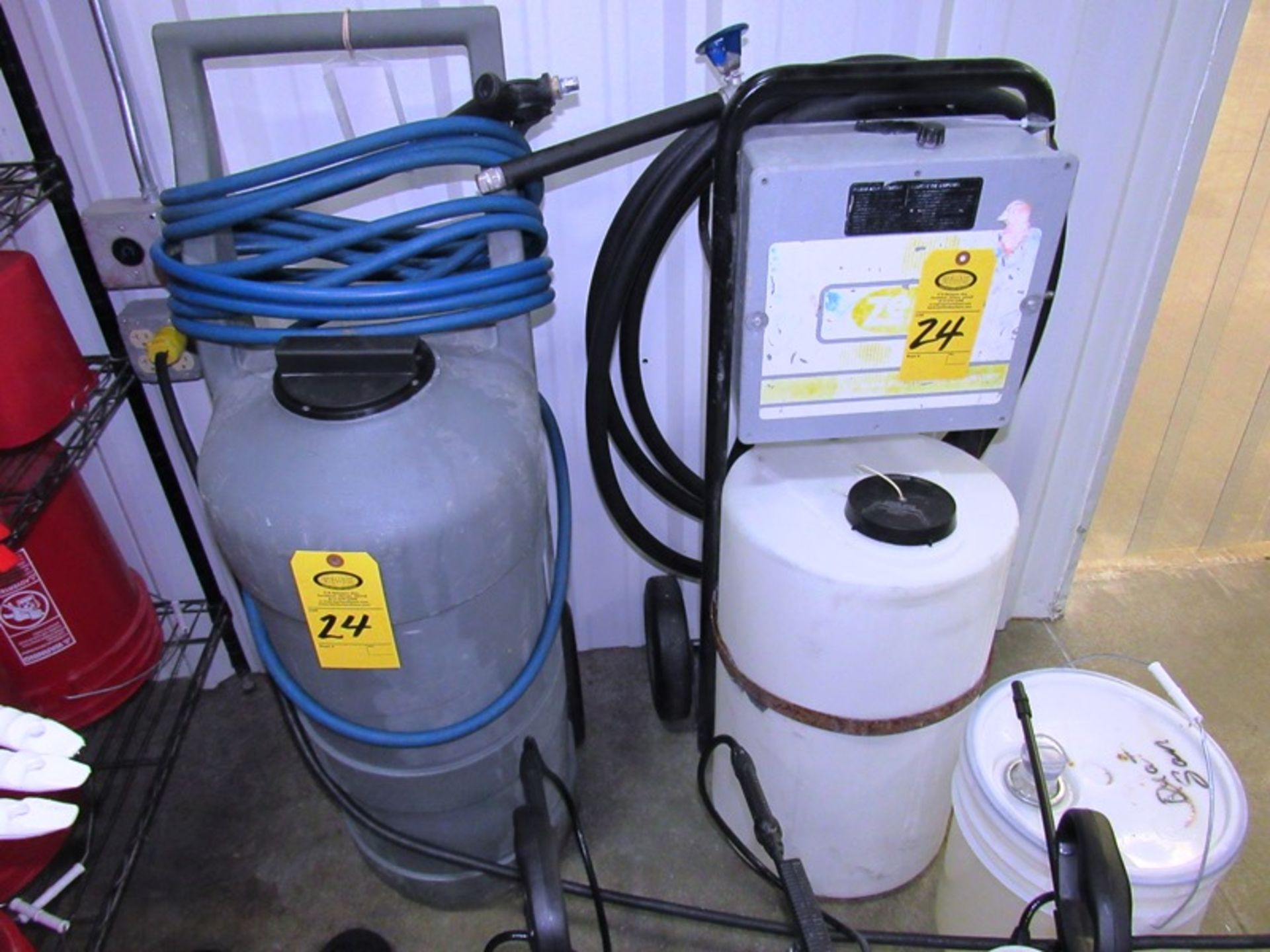 (2) Plastic Chemical Foamers, (2) Plastic Pump Sprayers, Buckets, Brushes, Squeegees, Rubber - Image 2 of 6