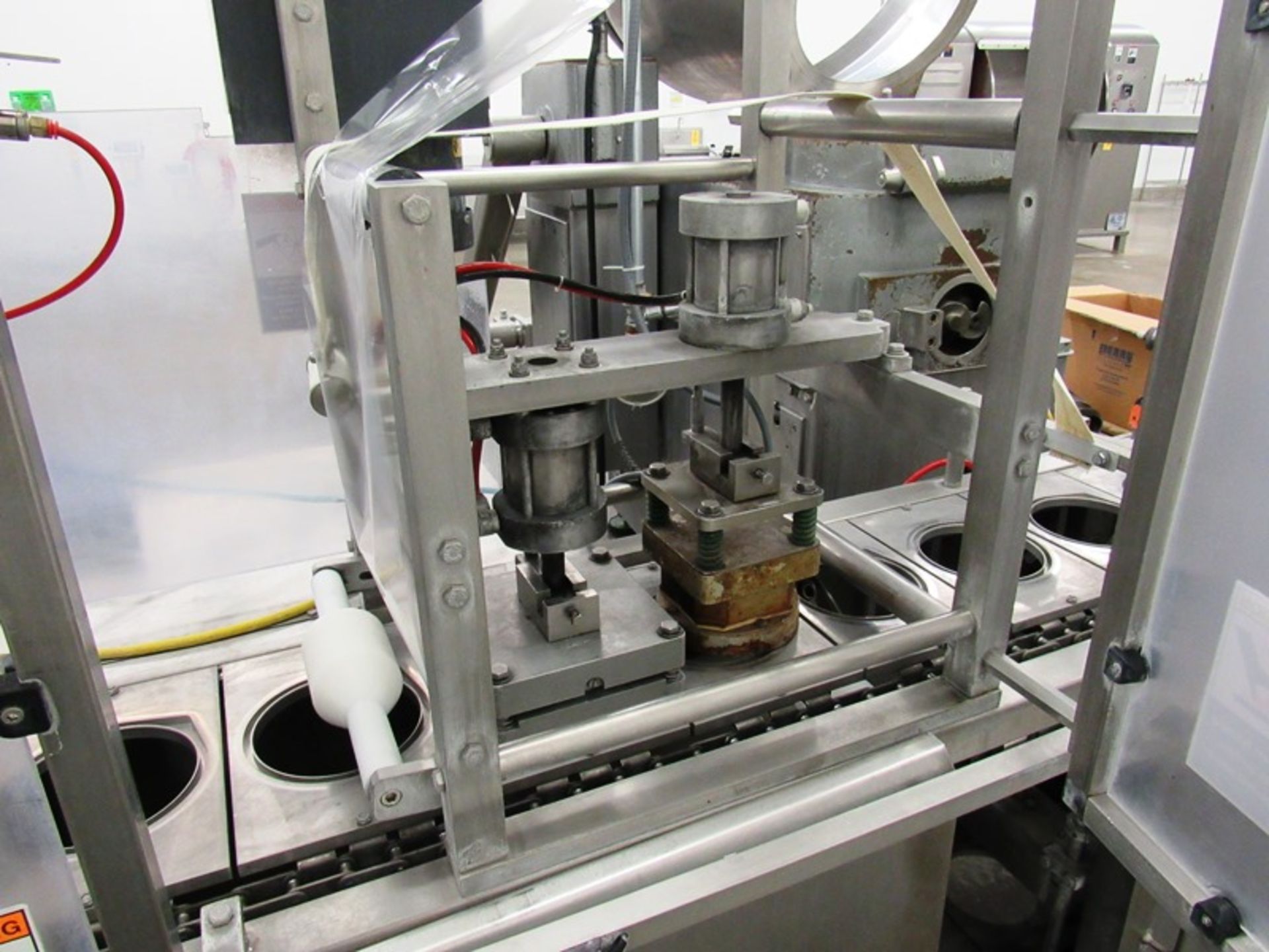 Modern Packaging Mdl. SL-1 x 1 Automatic Single Lane Straight Line Cup Filler, cup denester, roll - Image 7 of 16