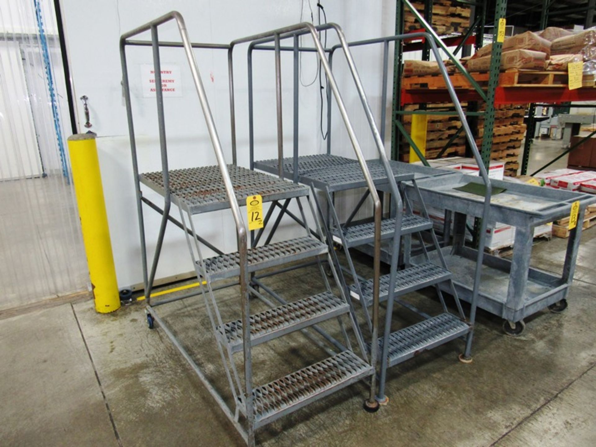 Portable Warehouse Ladders, 2' W X 4' T platform, 70" T overall (Removal Begins July 5th) Loading