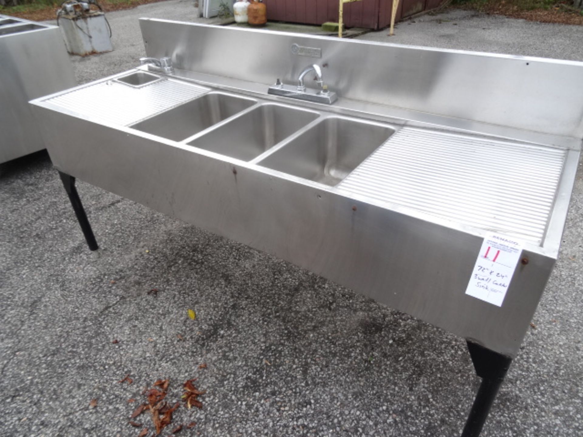 1x, 72" x 24" 3 Well Cocktail Sink