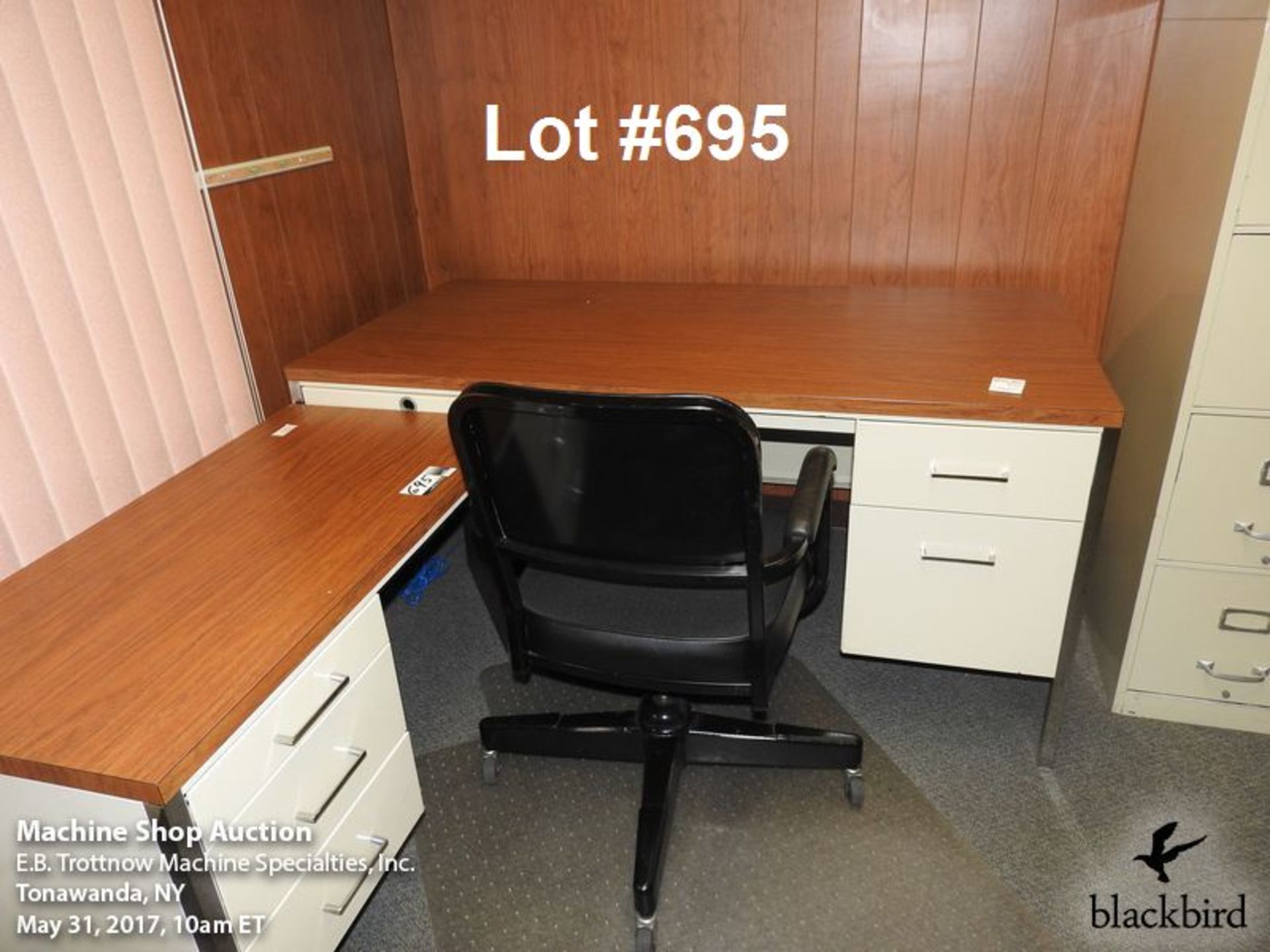 Desk with sidebar and file cabinet