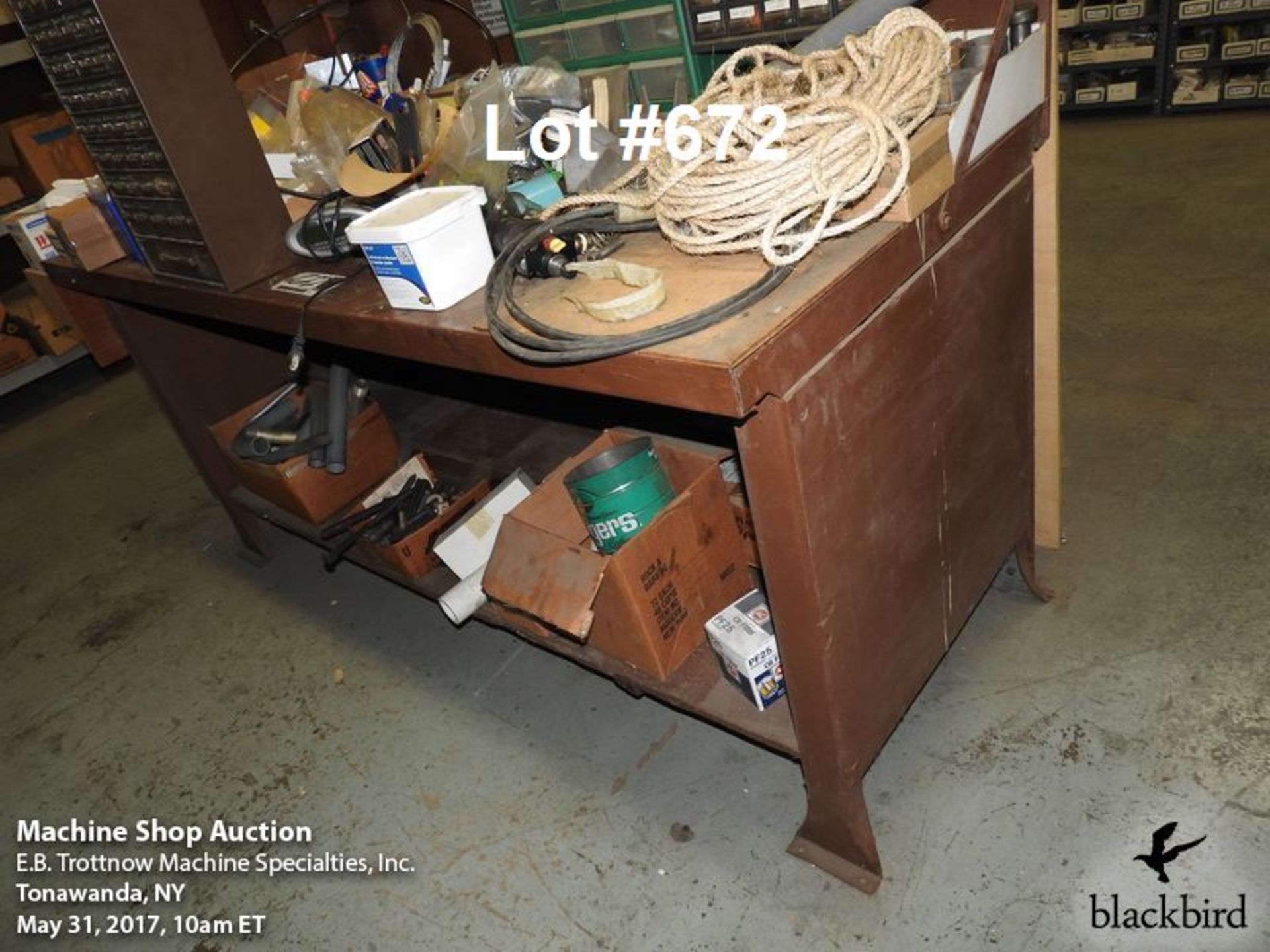 Steel workbench and contents