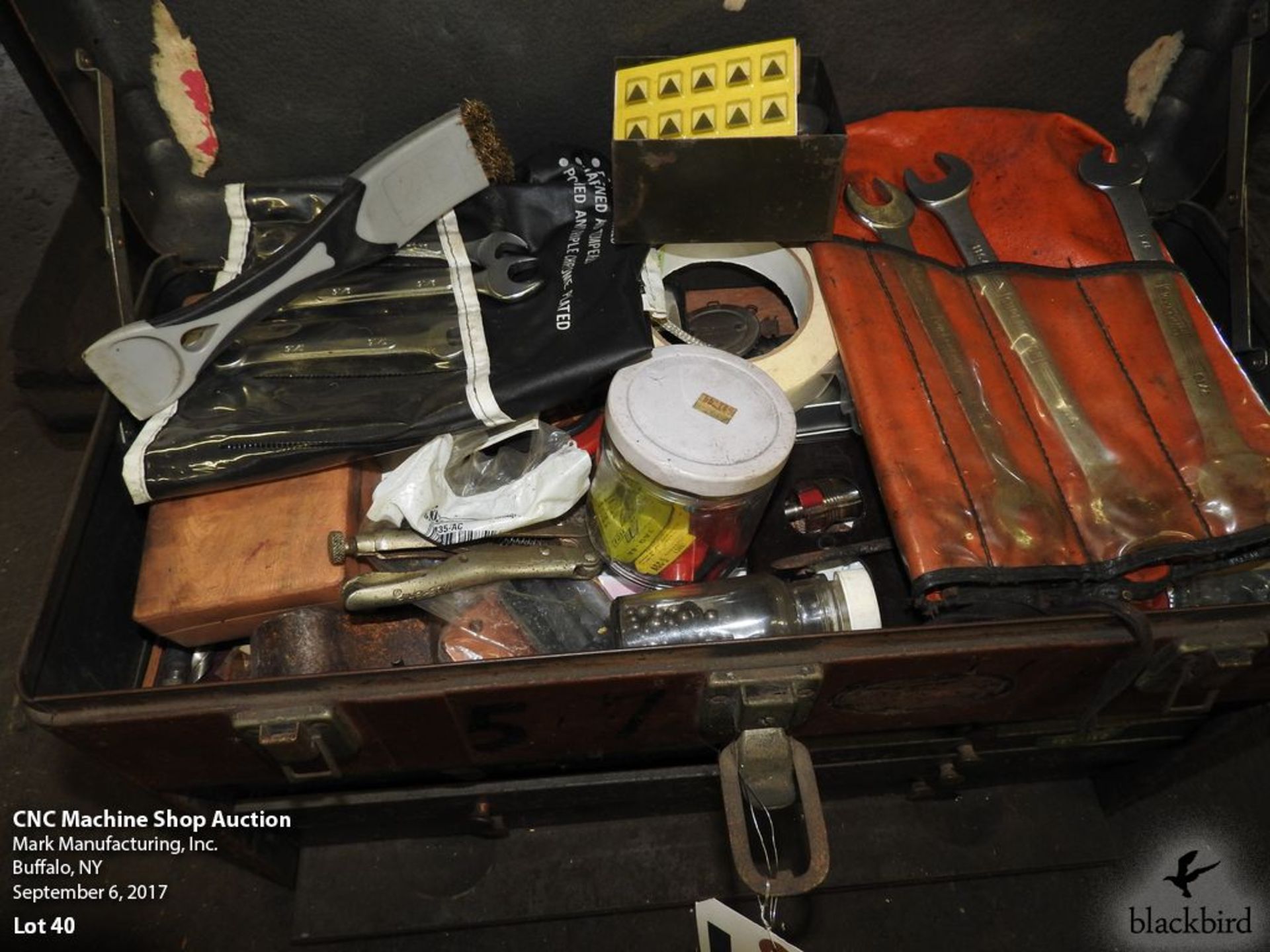 Steel tool box with tools