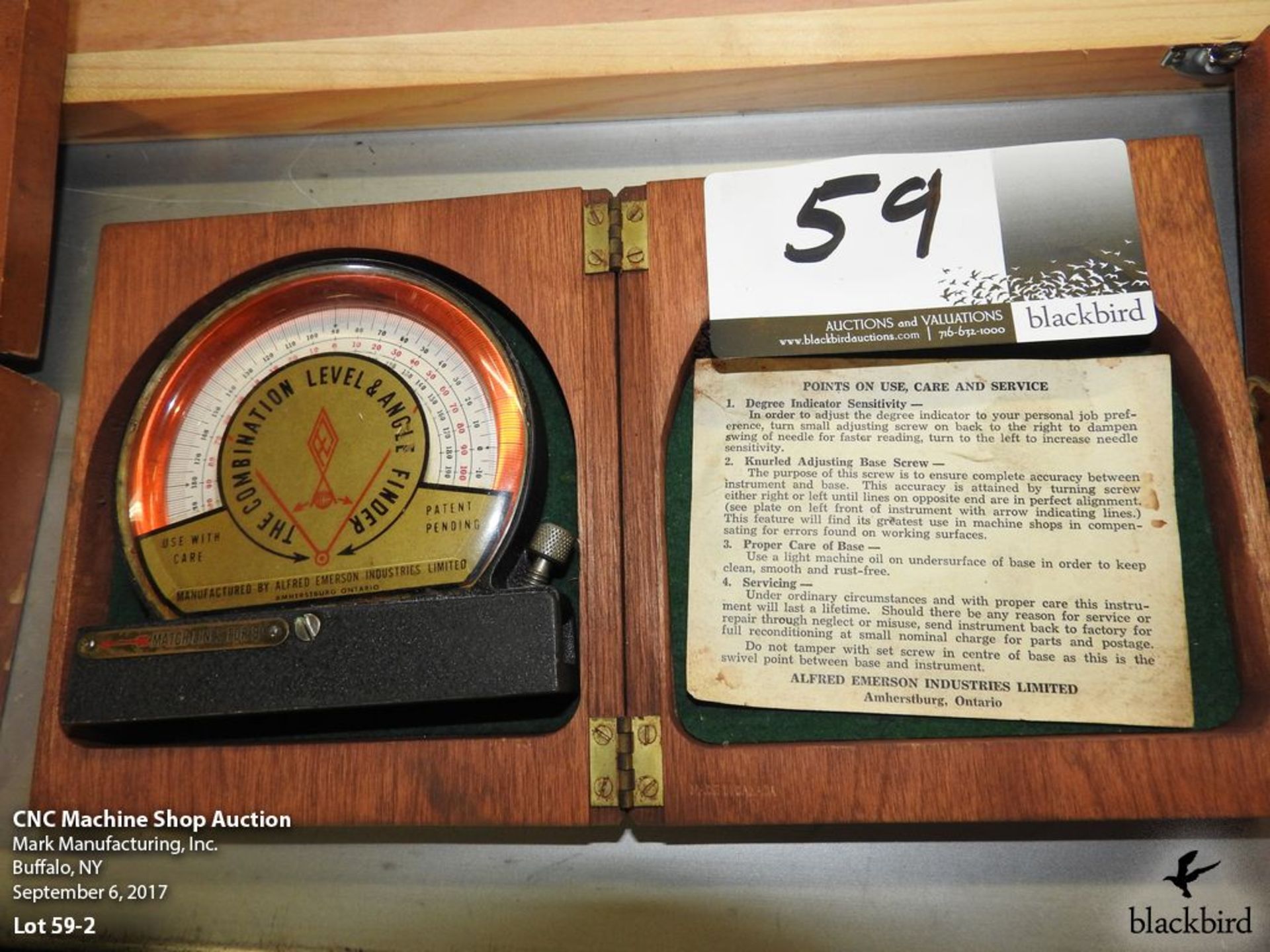 Lot- Starrett model 196 indicator, Alfred Emerson level and angle finder, Brown & Sharpe model 577- - Image 3 of 4