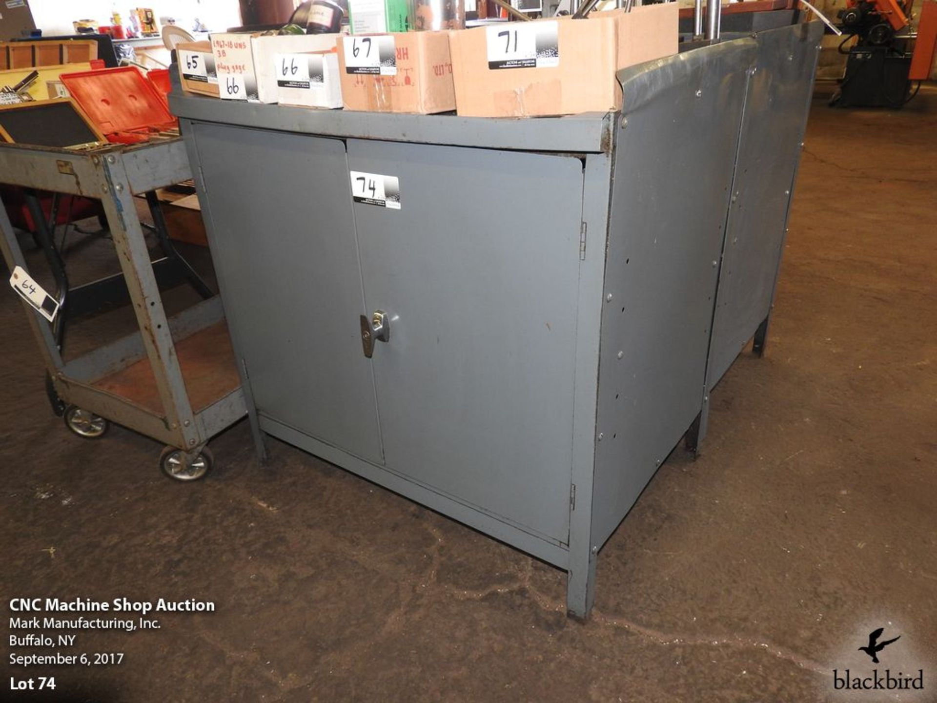 36" x 24" x 35"H steel cabinet with 2 doors and shelves