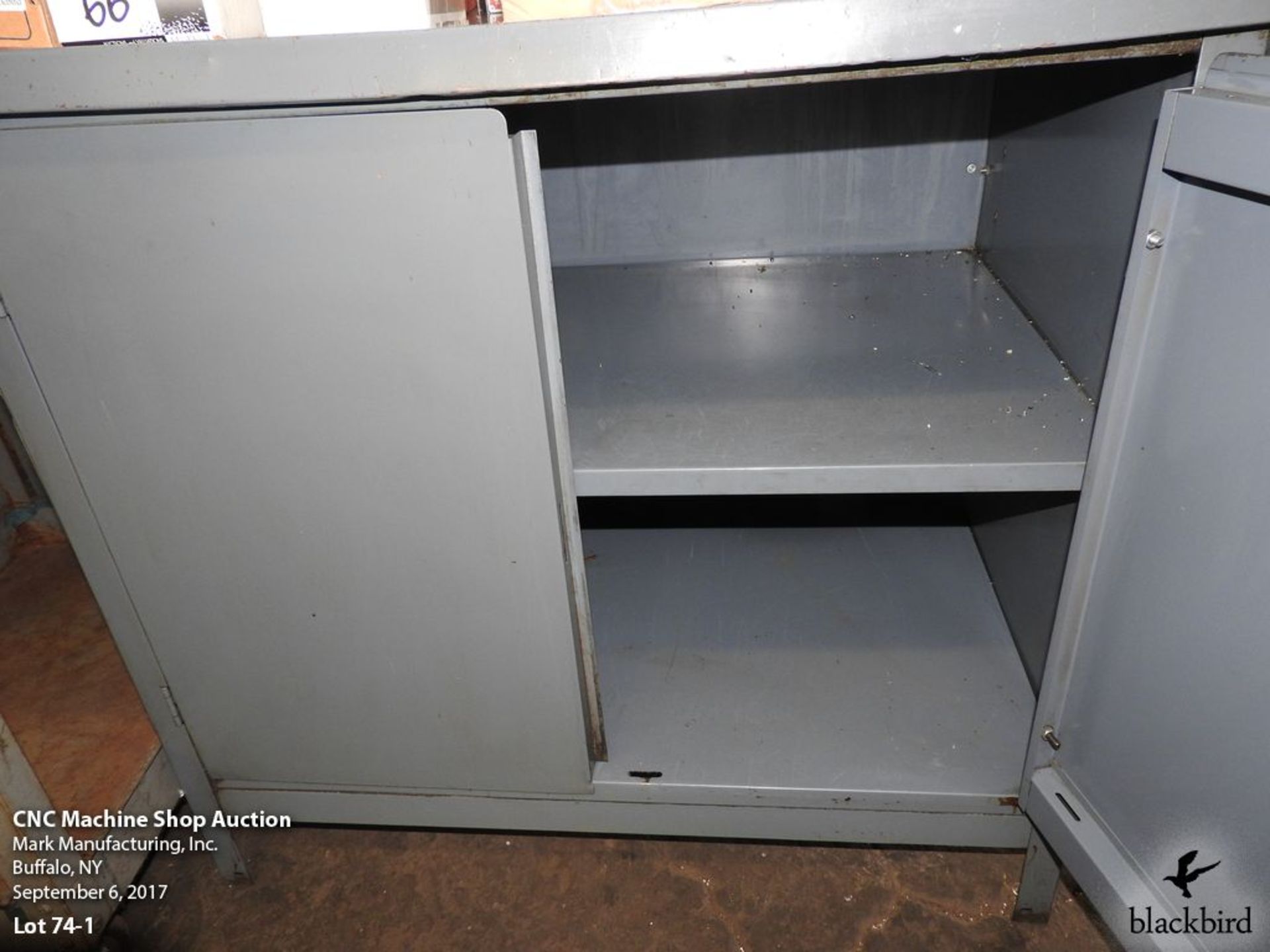 36" x 24" x 35"H steel cabinet with 2 doors and shelves - Image 2 of 2