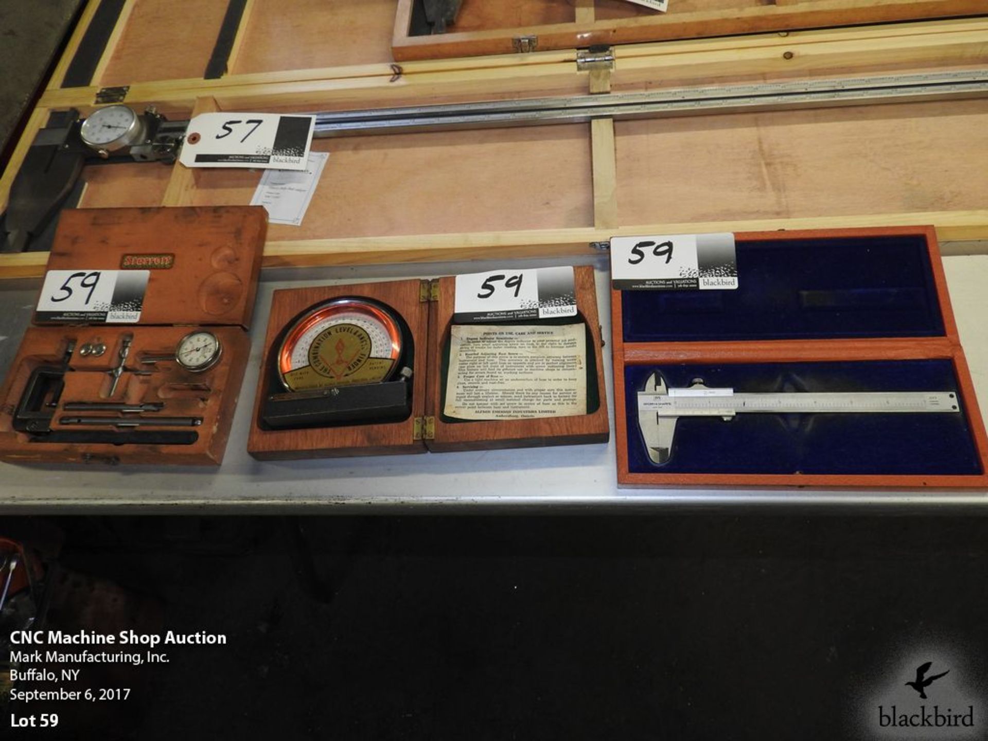 Lot- Starrett model 196 indicator, Alfred Emerson level and angle finder, Brown & Sharpe model 577-