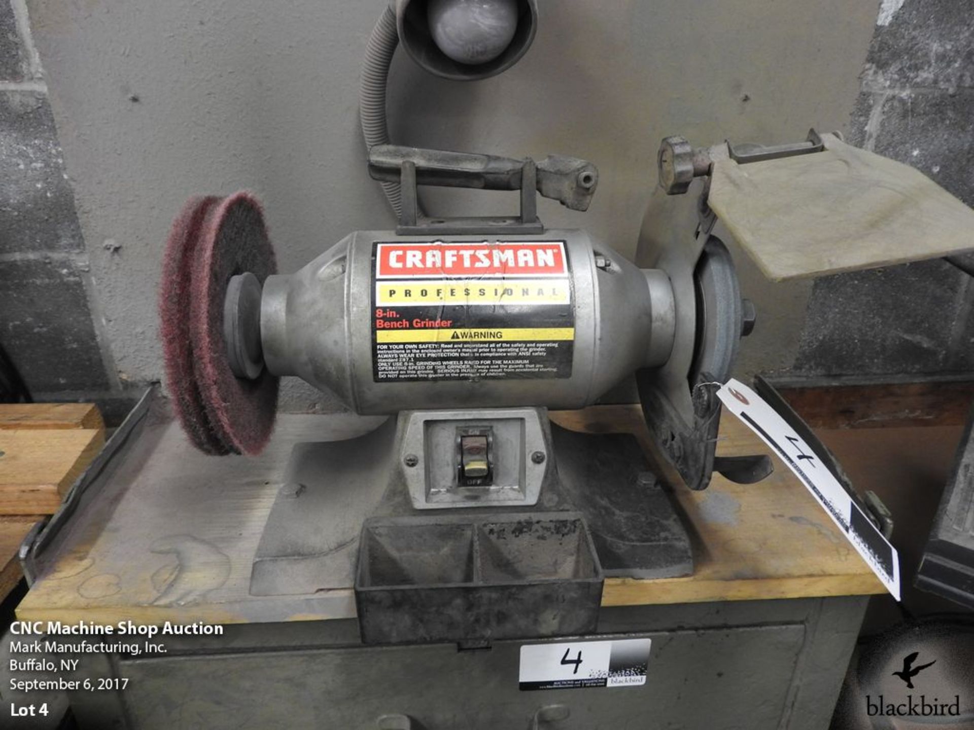 Craftsman professional 8" bench grinder with steel stand, with drawers