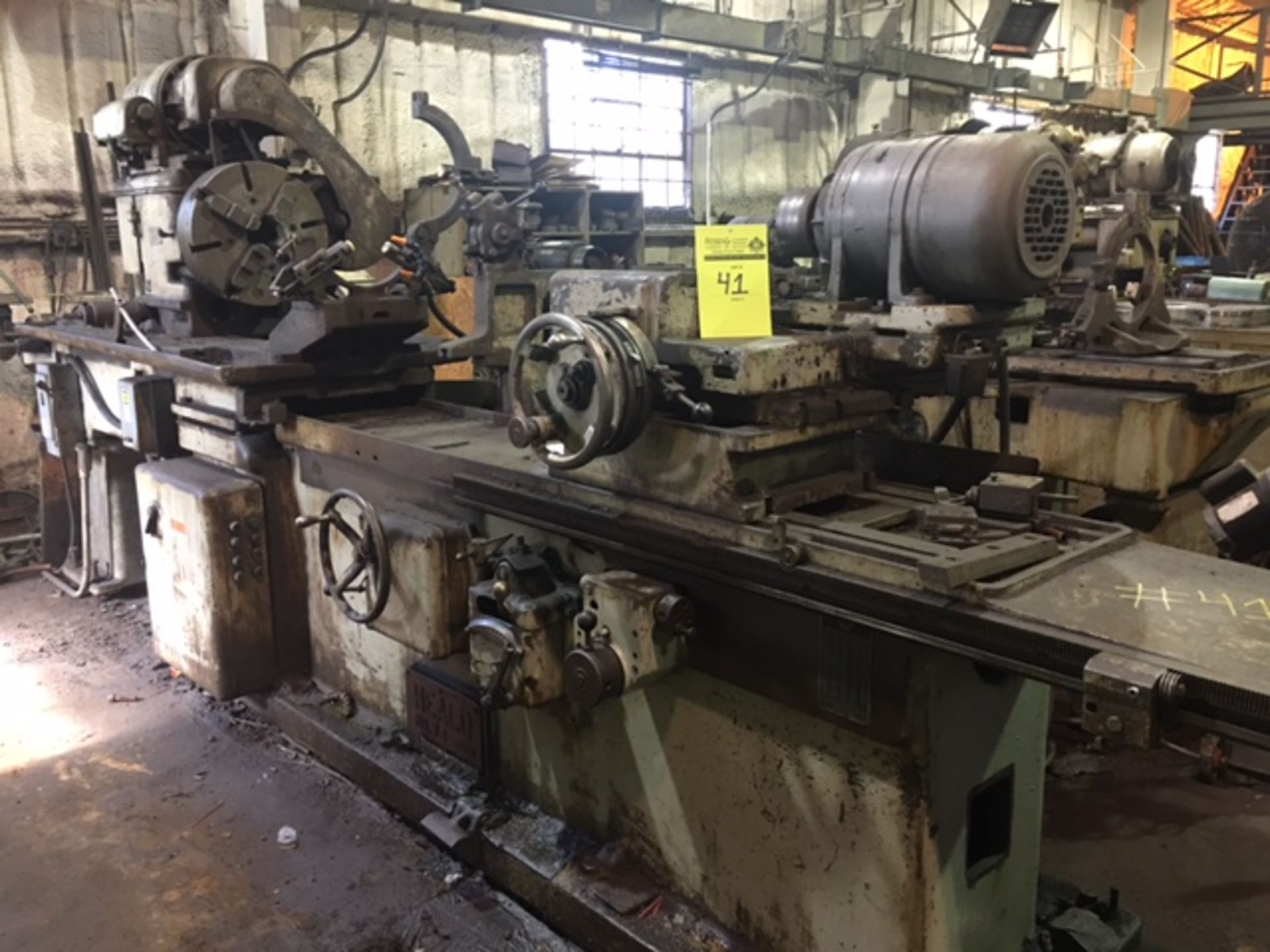 Heald No. 74, 18"- 4 jaw chuck, 40" face plate, steady rest, 6' extended bridge, swing 26" x 40".. - Image 2 of 2