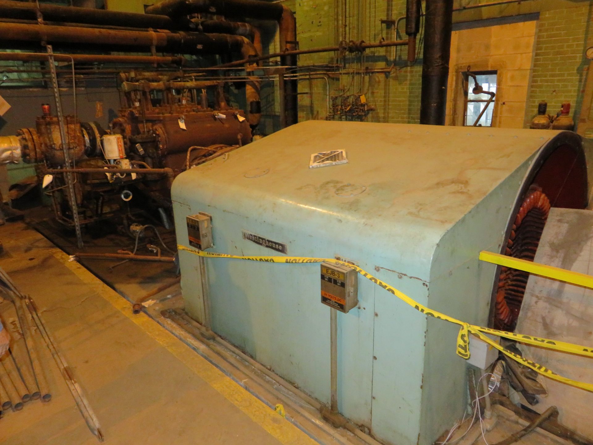 Westinghouse steam turbine, 5000 kw, 600 psi inlet pressure, with 5000 KVA AC generator (partially