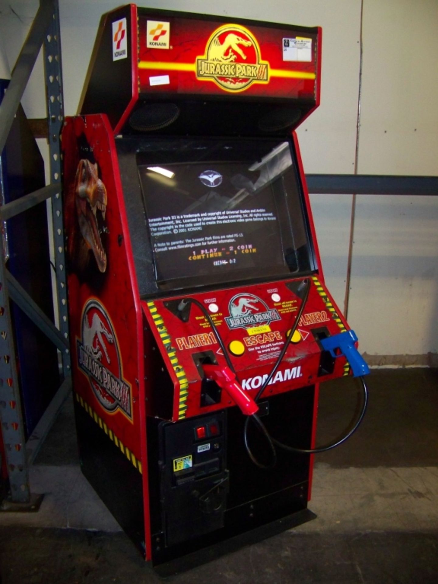 JURASSIC PARK III SHOOTER ARCADE GAME KONAMI