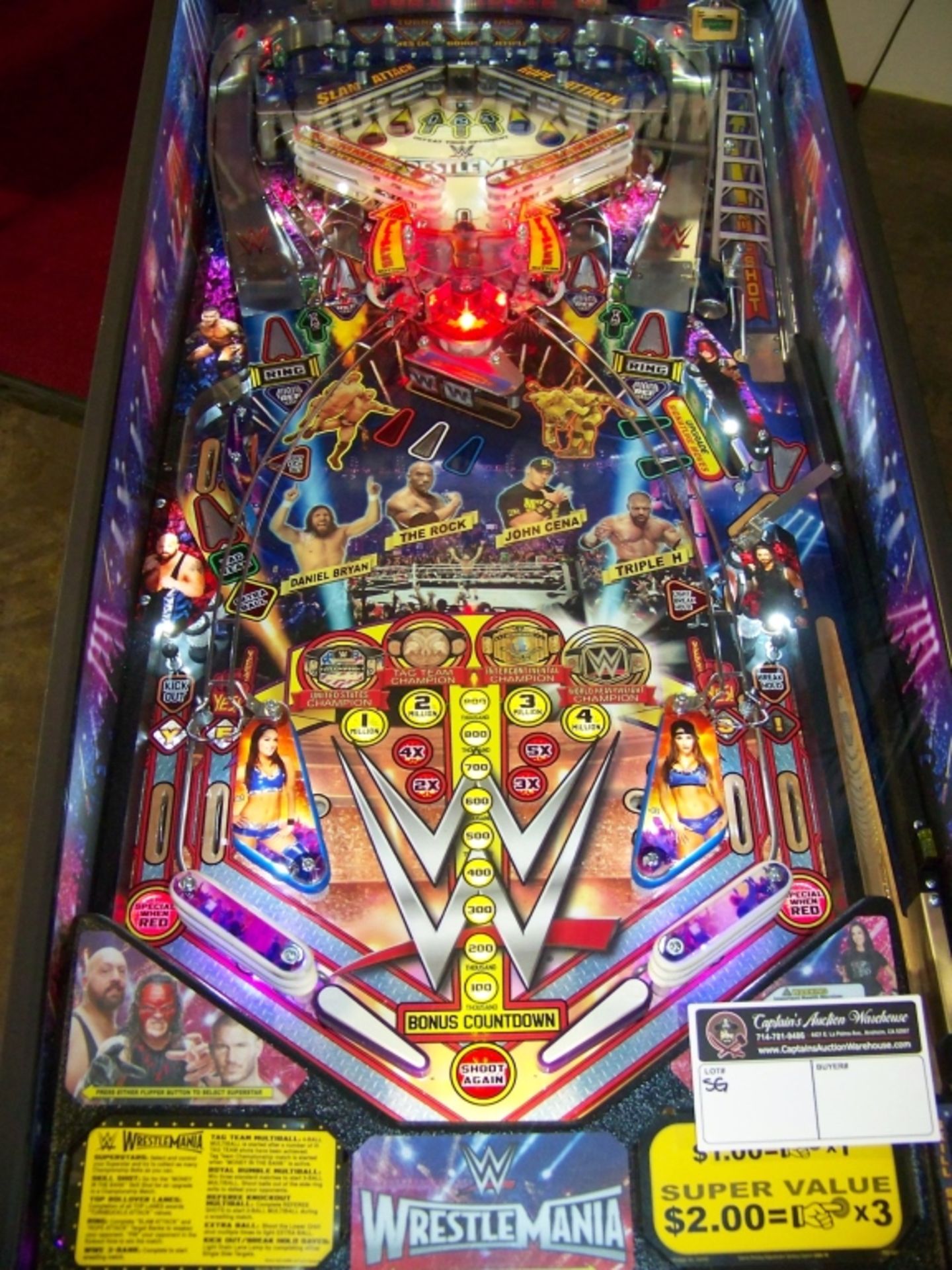 WRESTLEMANIA PRO MODEL PINBALL MACHINE STERN INC - Image 5 of 12