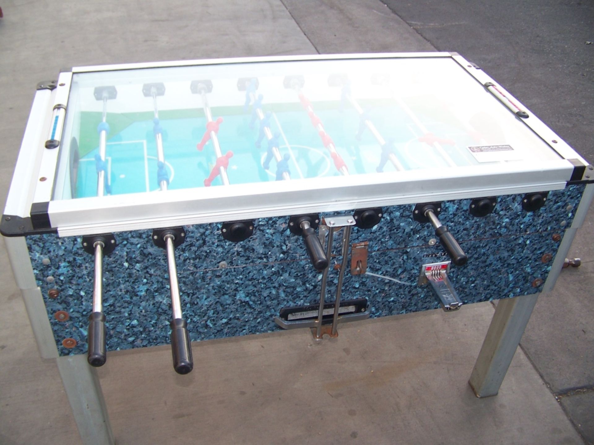 FOOSBALL TABLE GLASS TOP COIN OP JAMES IND.