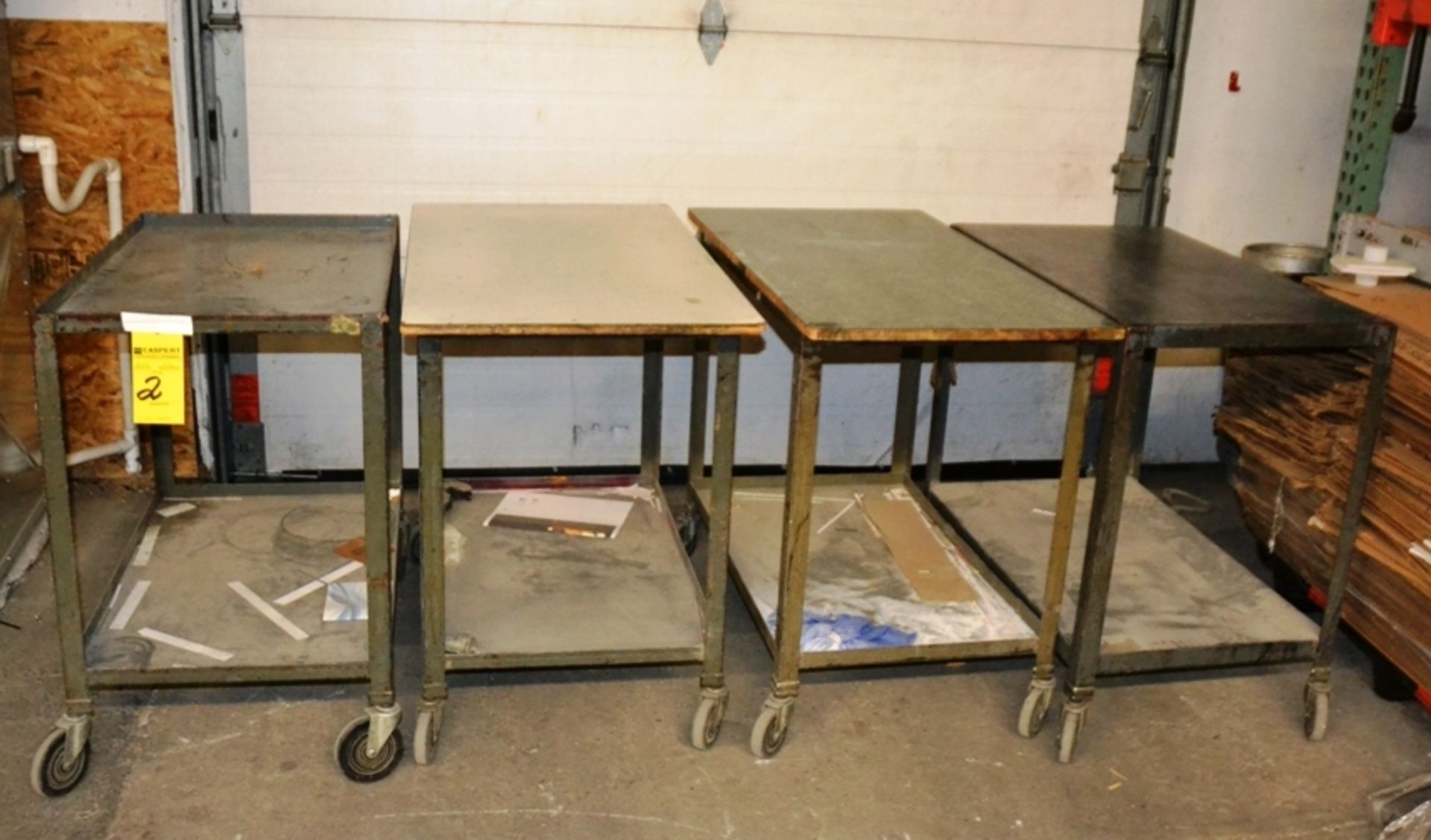 Assorted Rolling Grey Metal Shop Carts