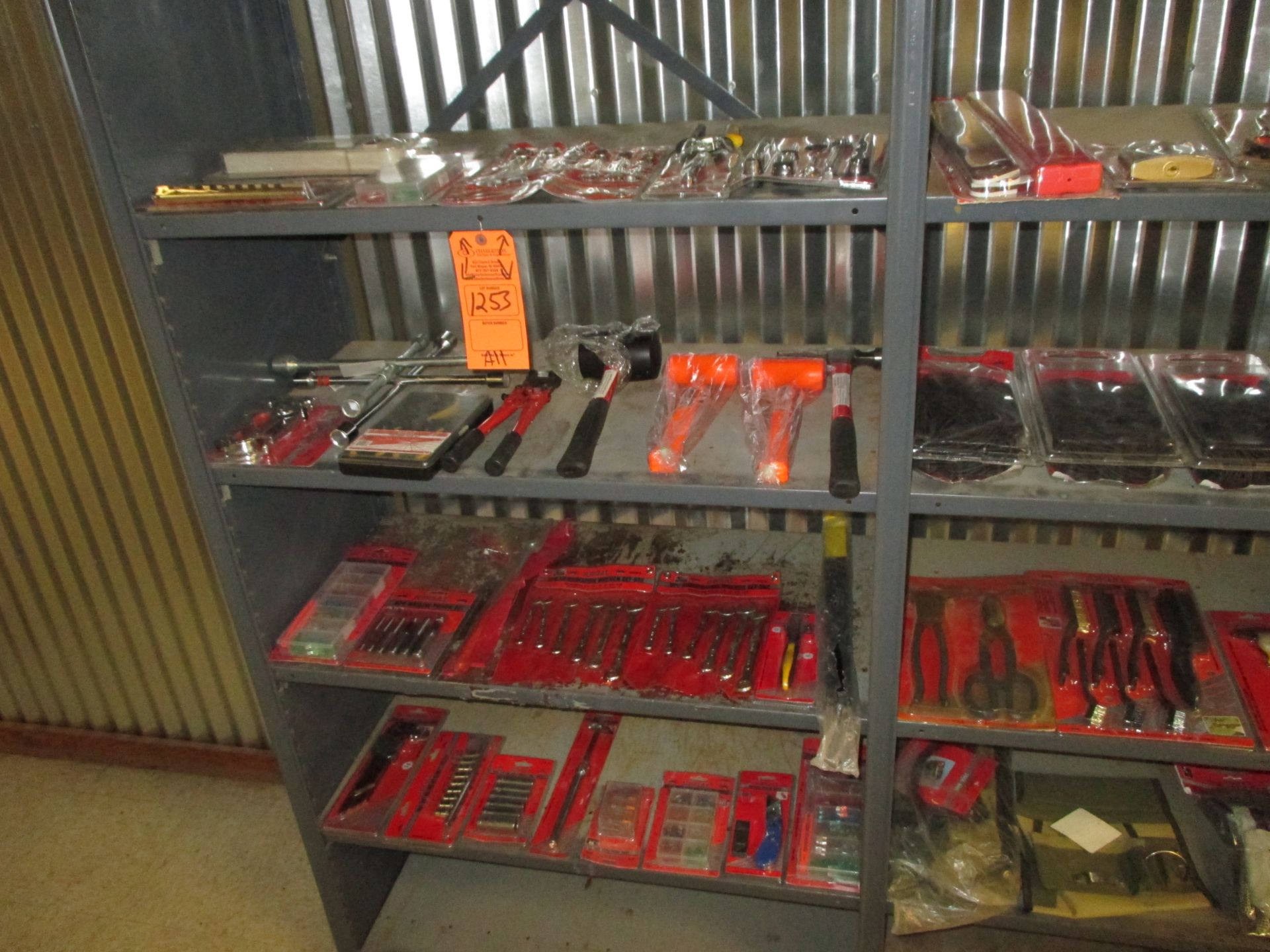 CONTENTS OF SHELF INCLUDING ALL REGAL WRENCHES; SOCKET SETS HEX KEY SETS; HOLLOW PUNCH SETS; TIRE