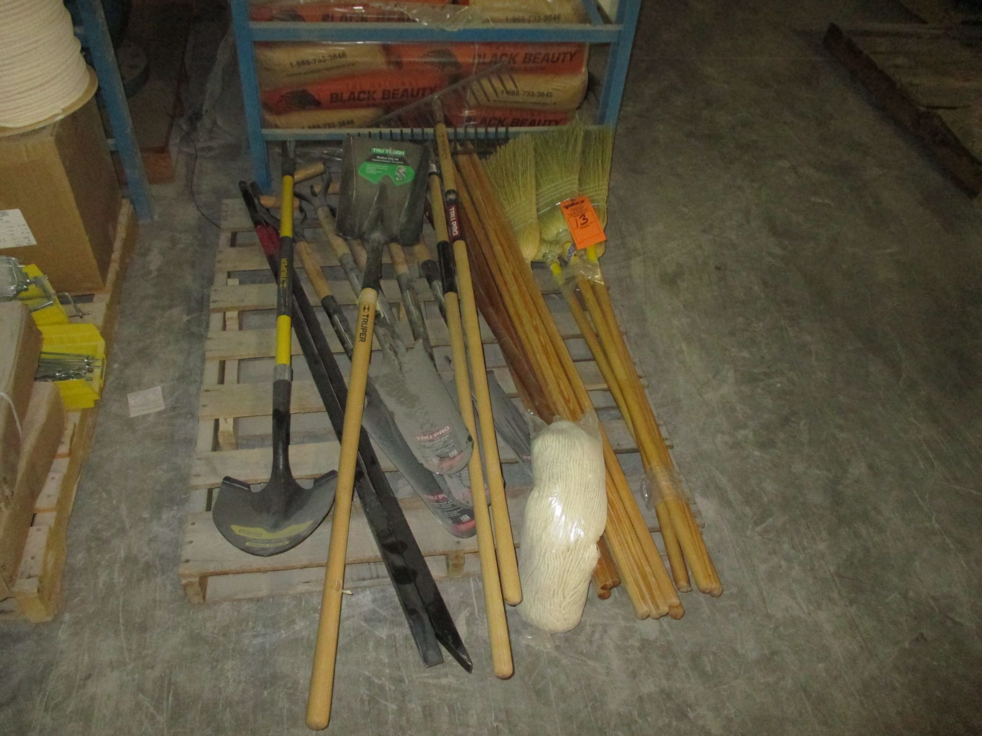 PALLET OF BROOMS; TRUPRO SHOVELS & RAKES(LOCATED AT 500 BEARCAT ROAD ALEDO, TX 76008)