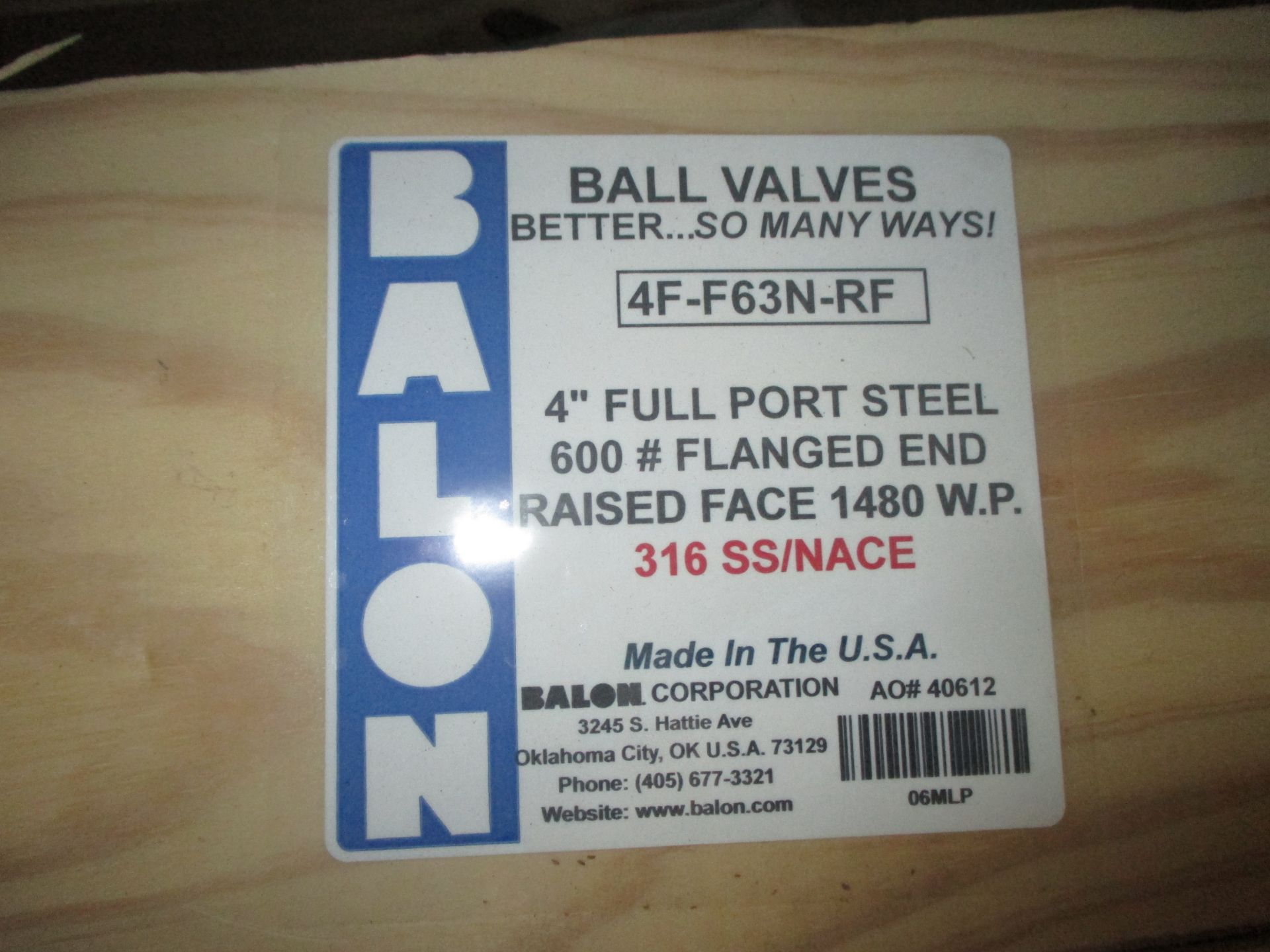 (2) BALON 4" FULL PORT STEEL 600# FLANGED END RAISED FACE 1480 W.P. 316 SS/NACE(LOCATED AT 400 - Image 2 of 2