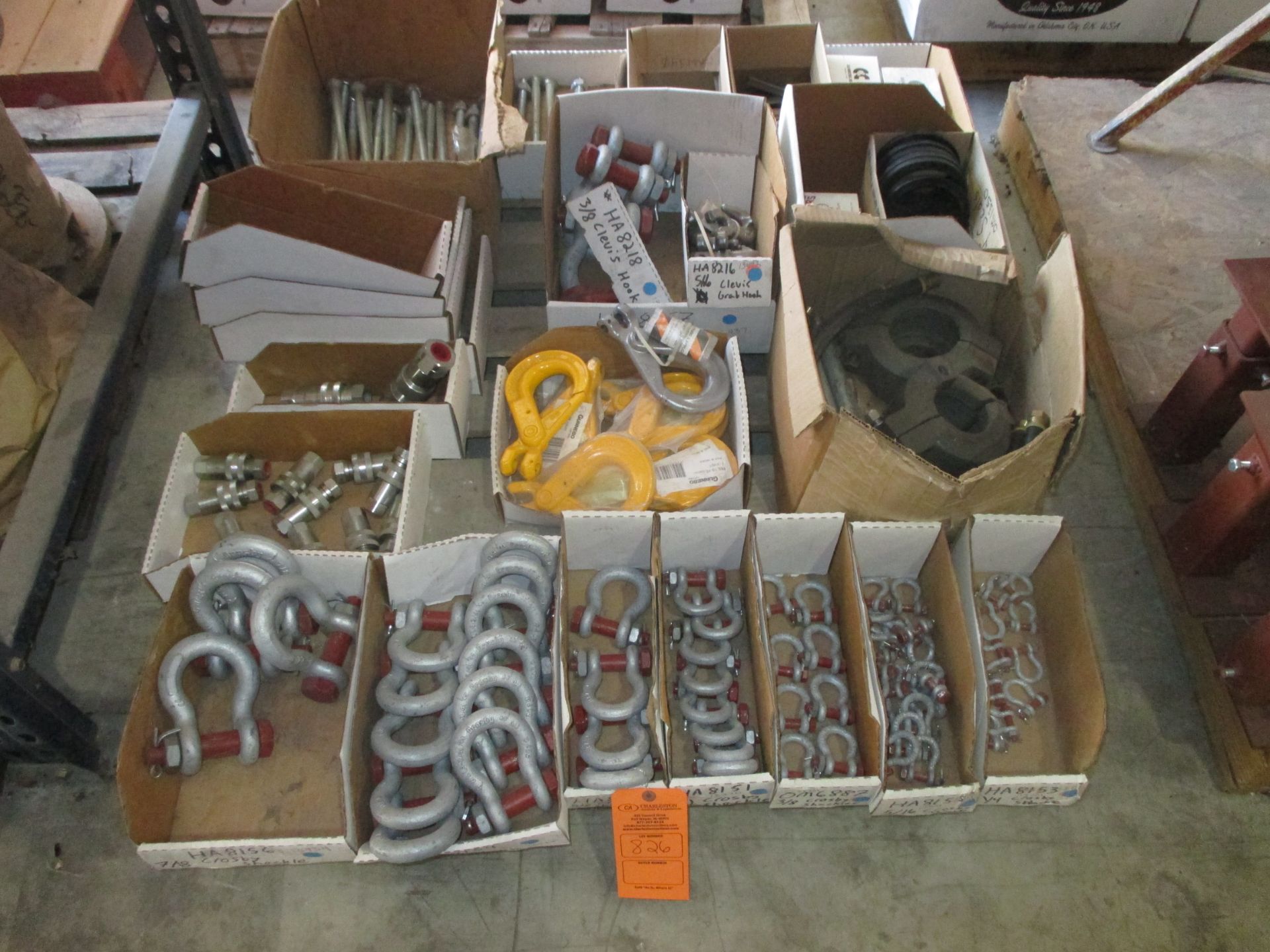 PALLET OF MISC. INCLUDING CROSBY SHACKLES; COUPLINGS & GRAB HOOKS(LOCATED AT 1731 S. SAN MARCOS, SAN