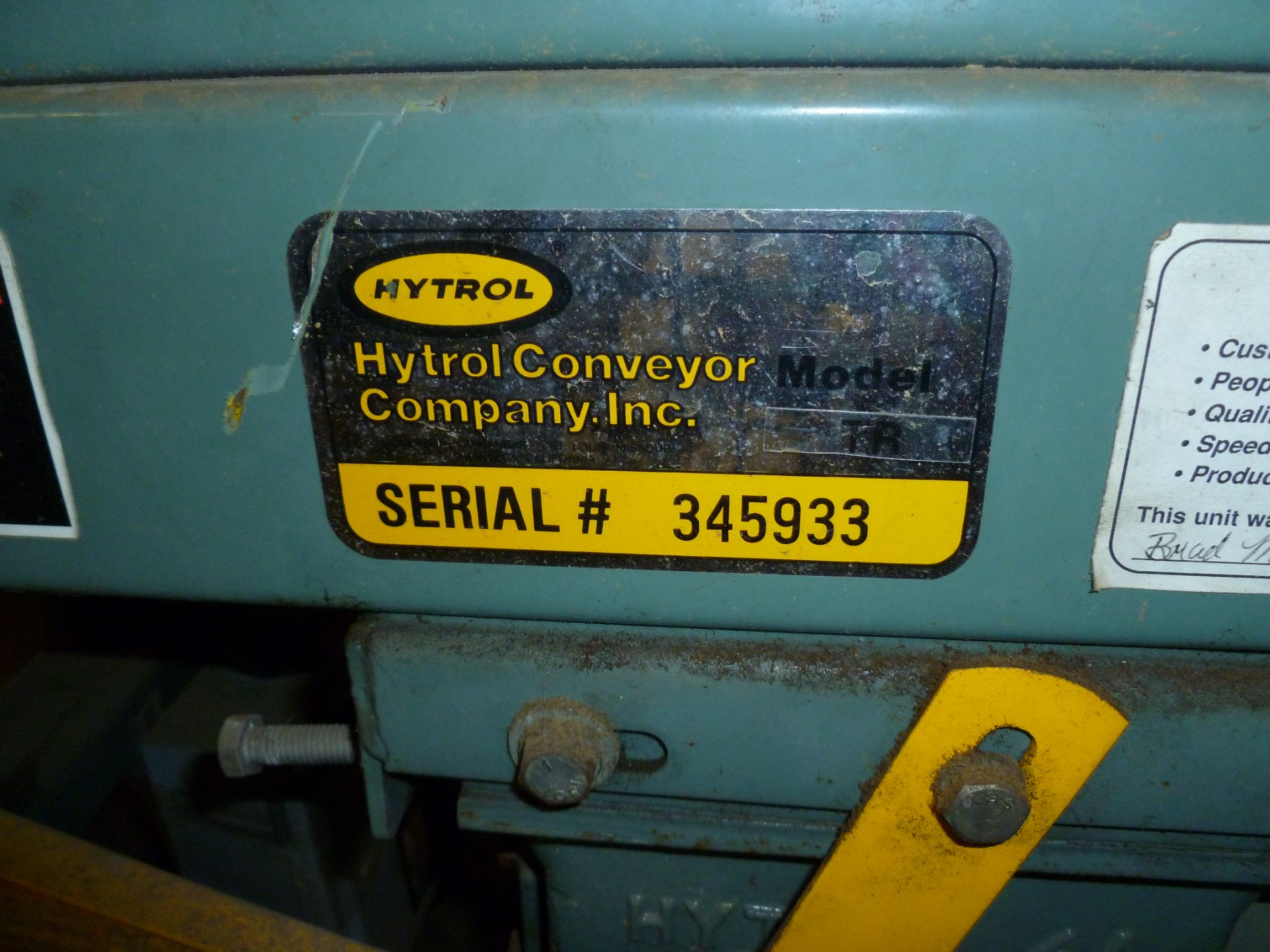 HYTROL POWER CONVEYOR MODEL TR WITH MOTOR (LOCATED AT 6901 ARDMORE AVE. FORT WAYNE, IN 46809) - Image 5 of 6