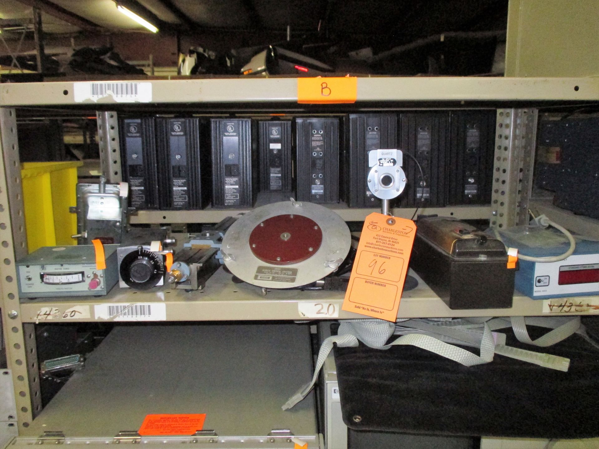 CONTENTS OF TOP SHELF INCLUDING TSI DISPLAY/POWER SUPPLY M#8910; INSTRUMENTS FOR INDUSTRY VOLT METER