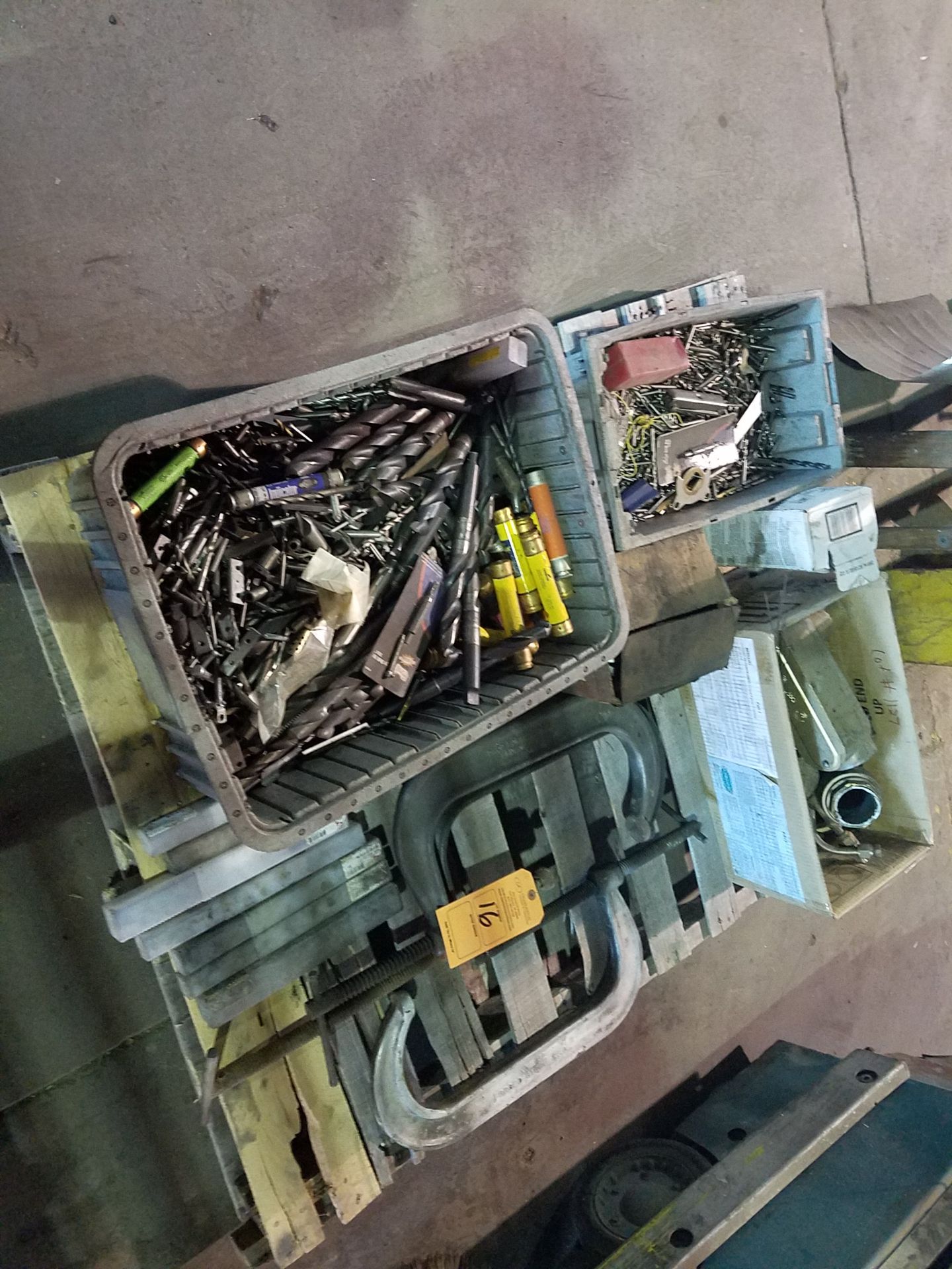 PALLET OF MISC. INCLUDING: LARGE QUANTITY OF DRILL BITS INCLUDING CHICAGO LATROBE; FORGED STEEL C-