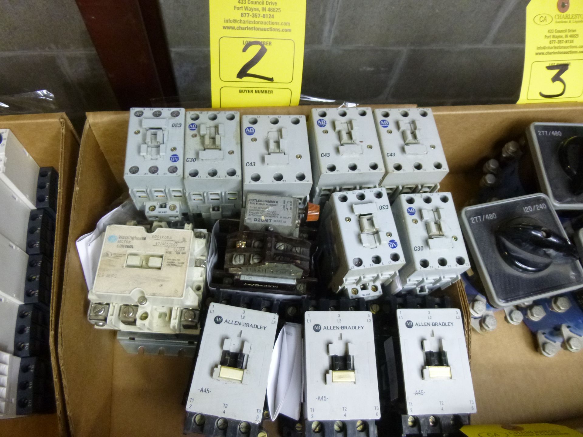 Box Flat of assorted electical contactors etc, mostly Allen Bradley