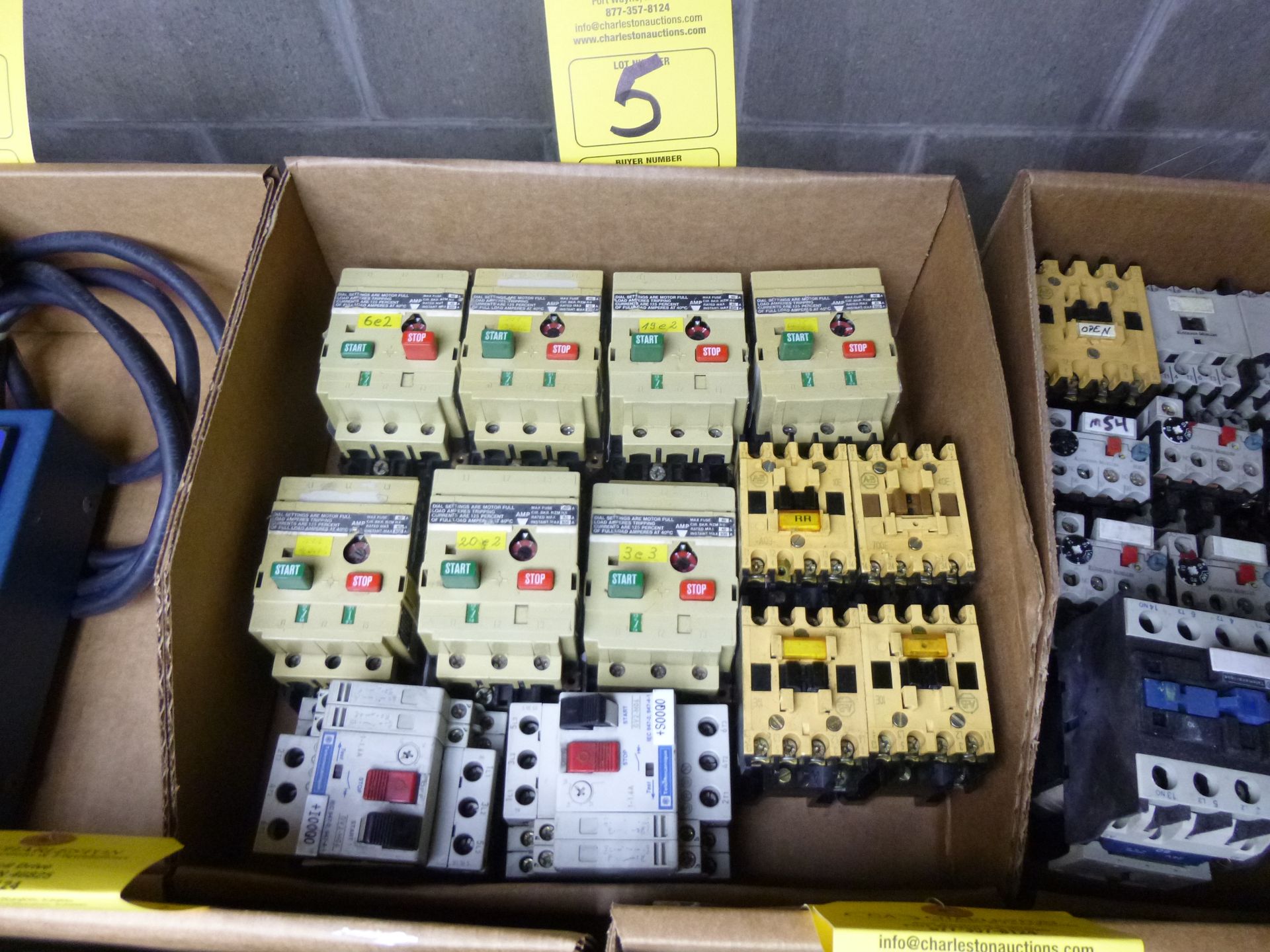 Box Flat of assorted electrical contactor/ motor protectors etc