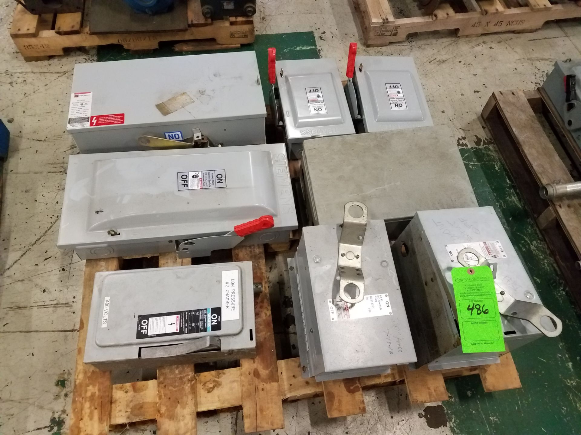 PALLET OF MISC. SAFETY SWITCHES & BUSS PLUGS