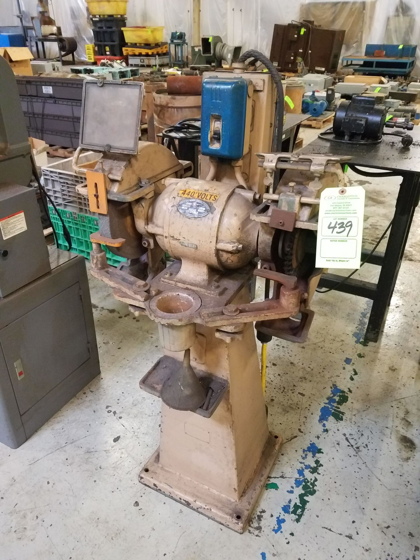 US ELECTRIC TOOL CO. DOUBLE PEDISTAL GRINDER MODEL 500, 1HP