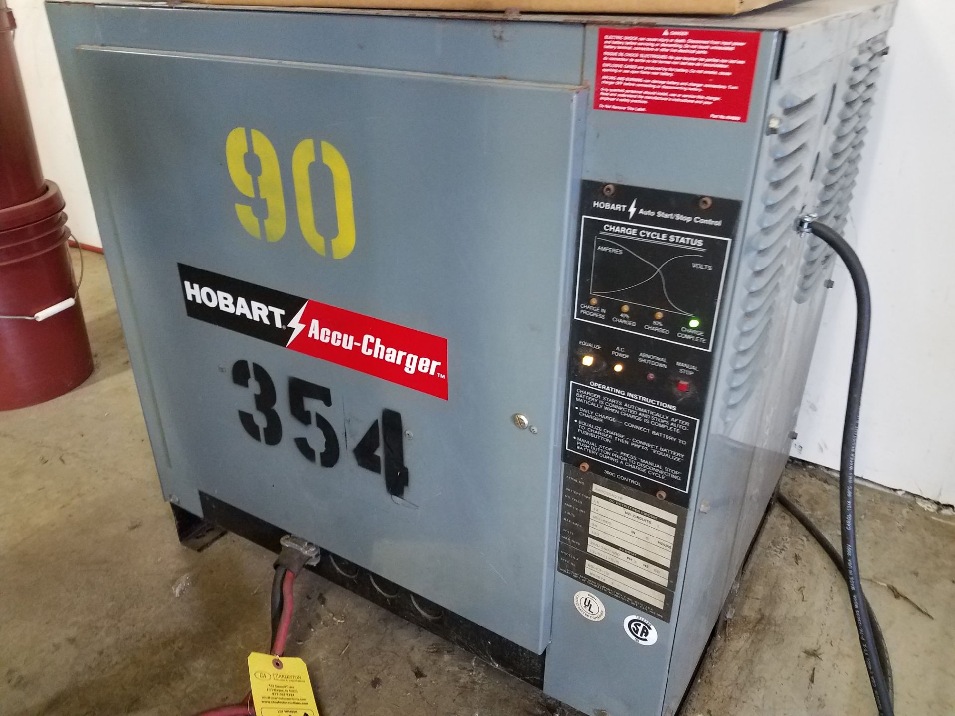 HOBART ACCU CHARGER MODEL-600C3-12 S#290CS04276, 12 CELLS, 24 VOLT