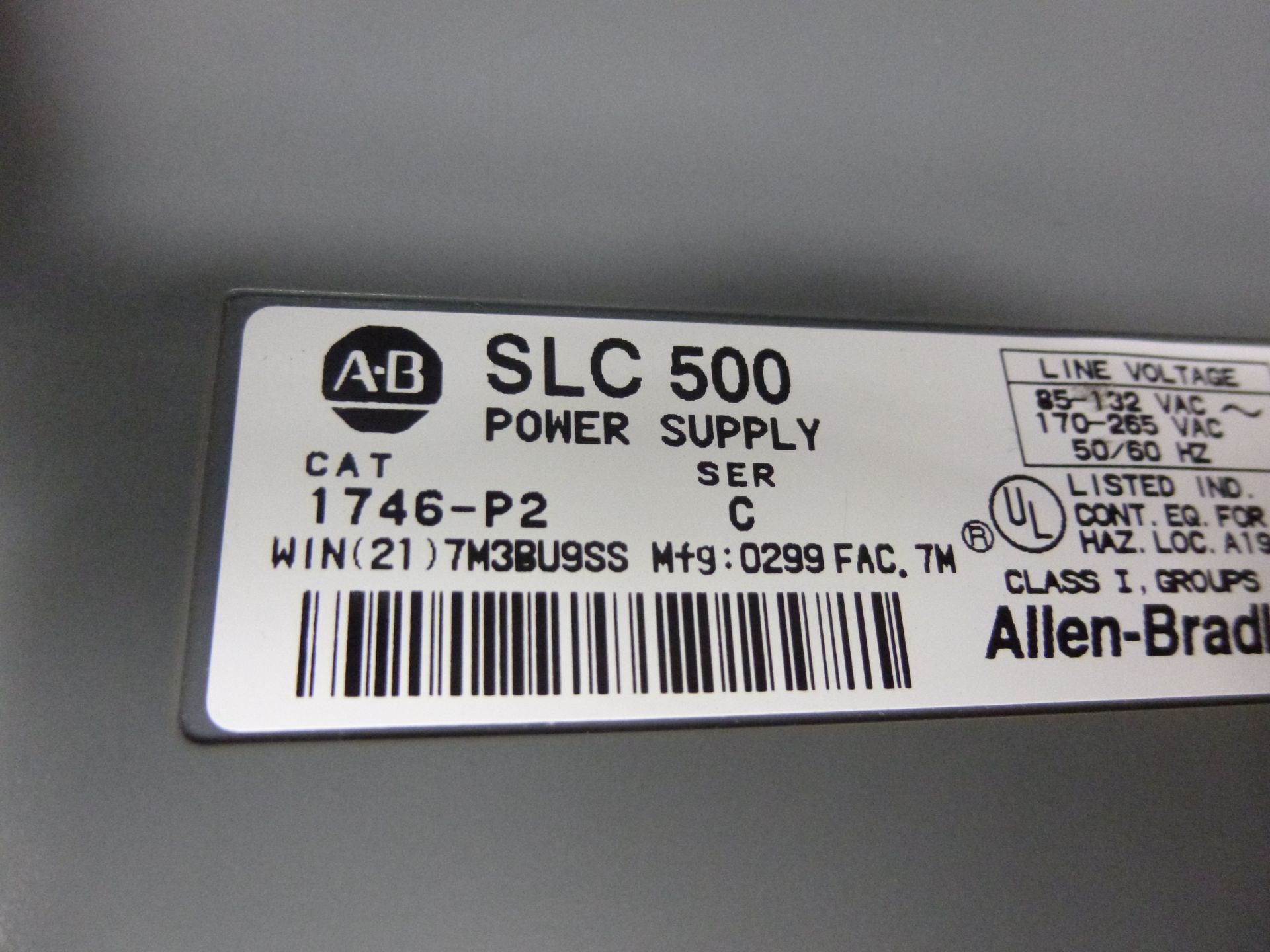 Allen Bradley complete SLC rack includes 1747-L514 ser B rev 6 processor, 1746-P2 power supply, - Image 3 of 3