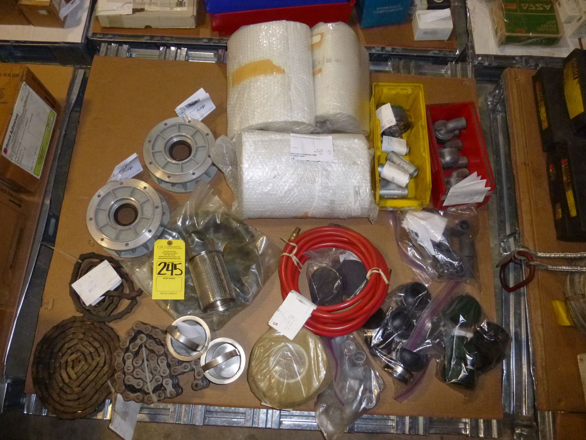 Pallet of assorted parts and electrical (mostly new in package) Shipping can be prepared for