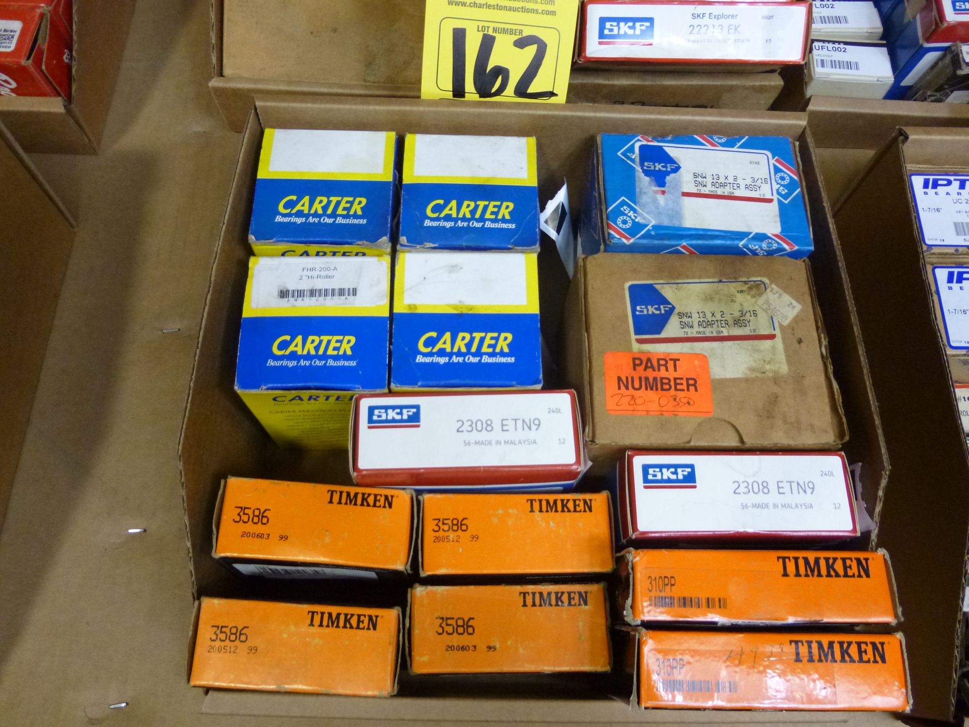 Flat of bearings from Carter, SKF, Timken (new in boxes) Shipping can be prepared for either ground