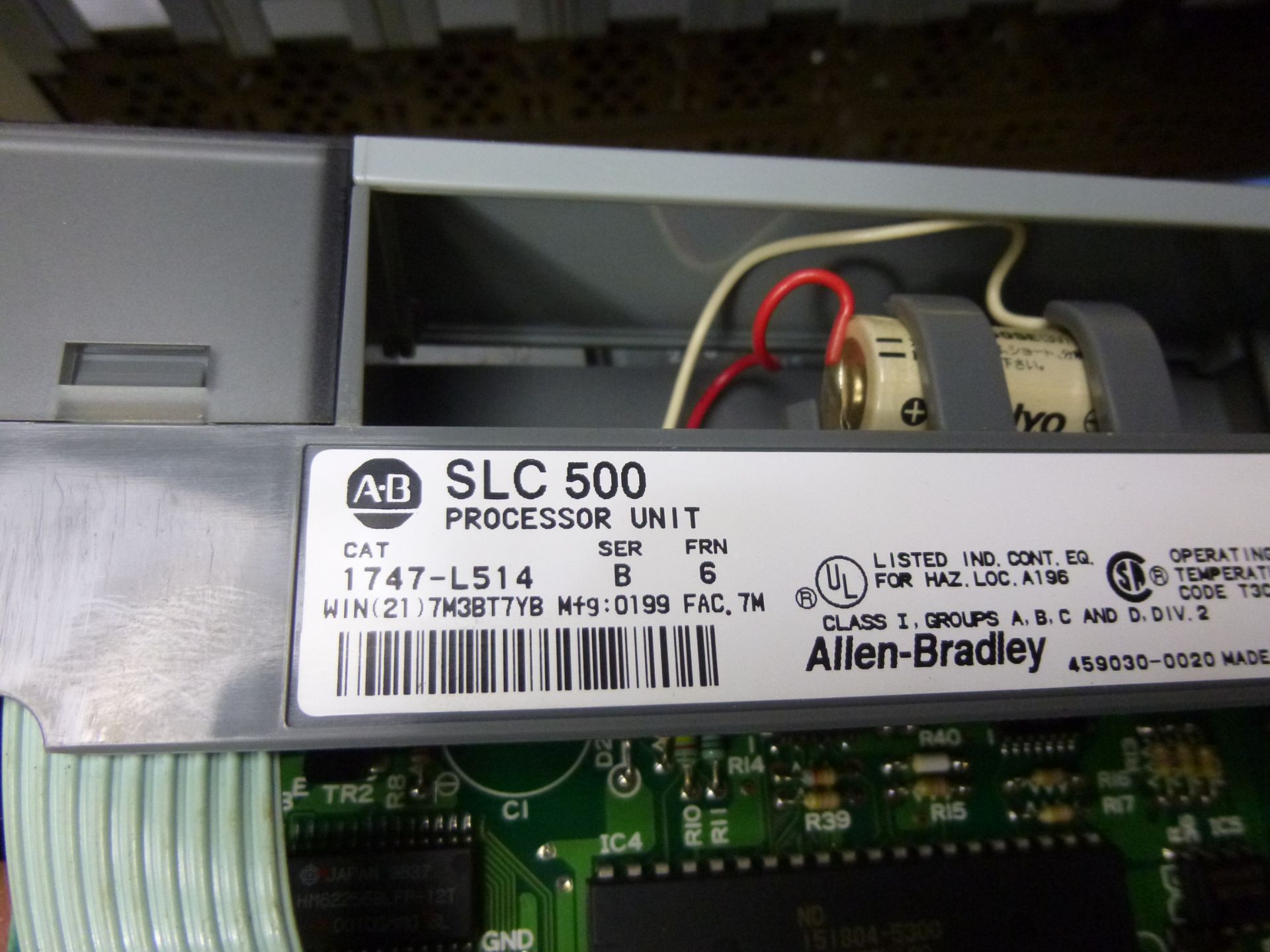 Allen Bradley complete SLC rack includes 1747-L514 ser B rev 6 processor, 1746-P2 power supply, - Image 2 of 3
