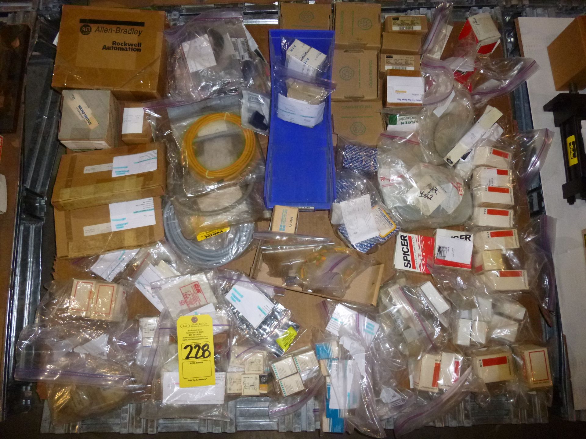 Pallet of assorted parts and electrical (mostly new in package) Shipping can be prepared for