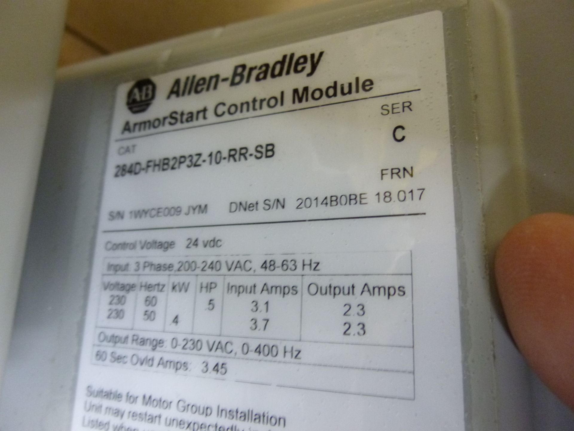 Allen Bradley ArmorStart Motor controller 284D drive and base, 284D-FHB2P3Z-10-RR-SB and 280D-FN- - Image 3 of 5