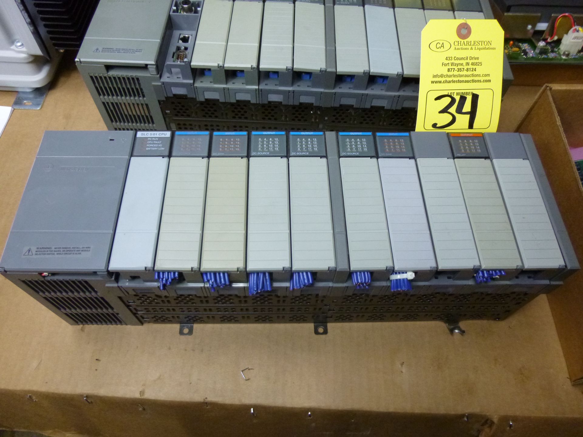 Allen Bradley complete SLC rack includes 1747-L514 ser B rev 6 processor, 1746-P2 power supply,