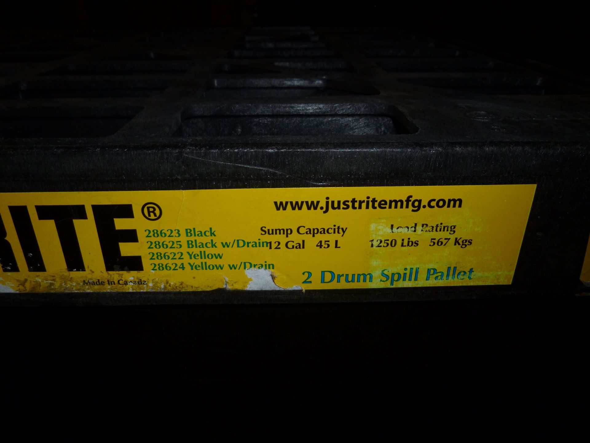 Justrite 2 drum spill pallet, sump capacity 12 gallon, 45 liter, load rating 1250lbs, new with - Image 2 of 3