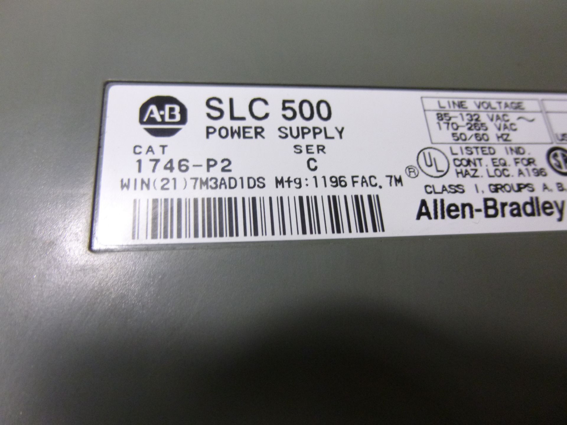 Allen Bradley complete SLC rack includes 1747-L531 ser E rev 8 processor, 1746-P2 power supply, - Image 3 of 3