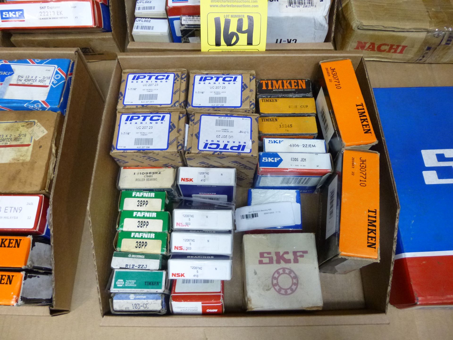 Flat of bearings from IPTCI, Timken, SKF, Fafnir, NSK, MRC (new in boxes) Shipping can be prepared f