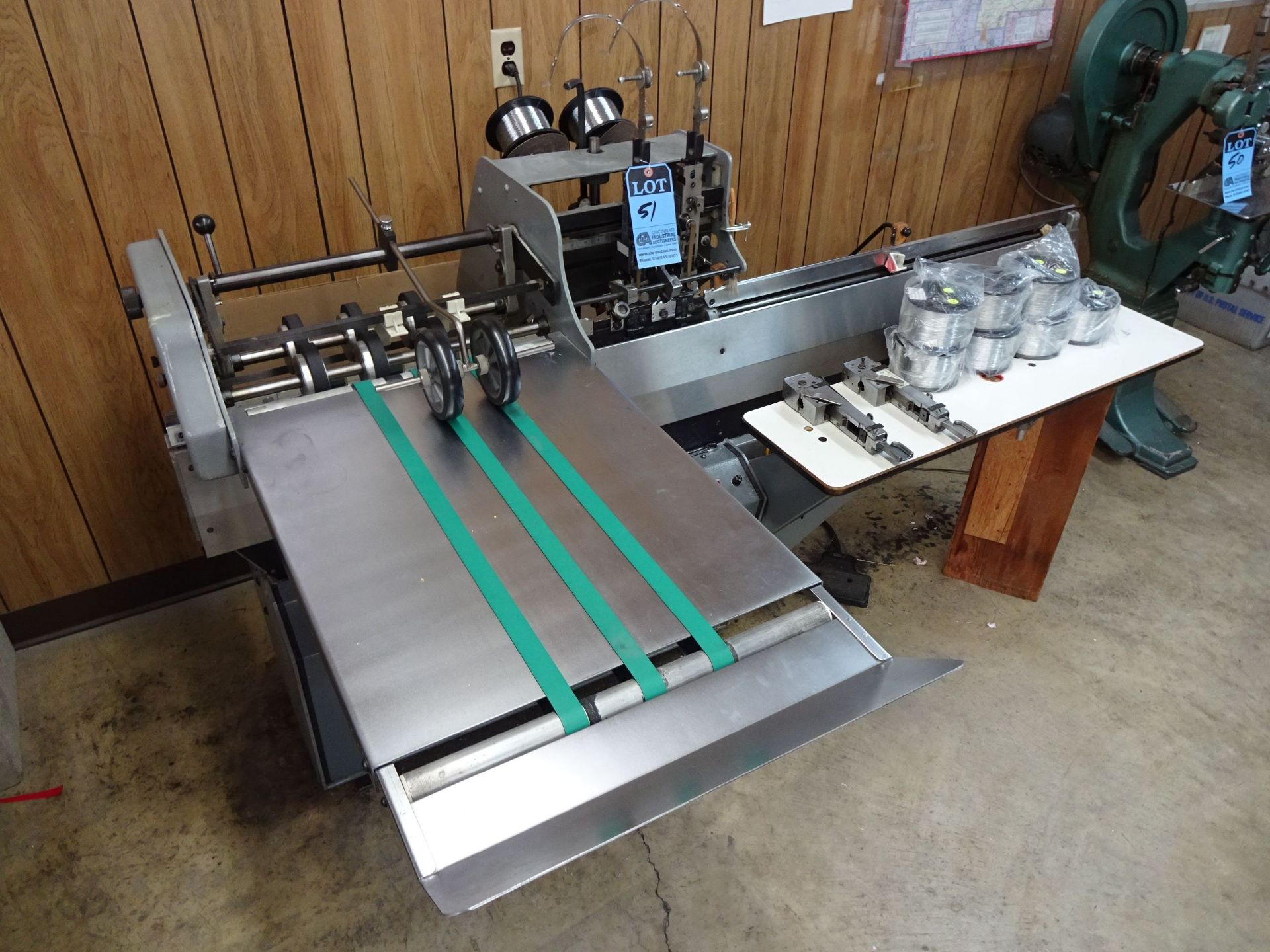 ROSBACK 2-HEAD MODEL 201 STITCHER; S/N 20175485, WITH (2) EXTRA STITCHING HEADS - $150.00 LOADING - Image 2 of 6