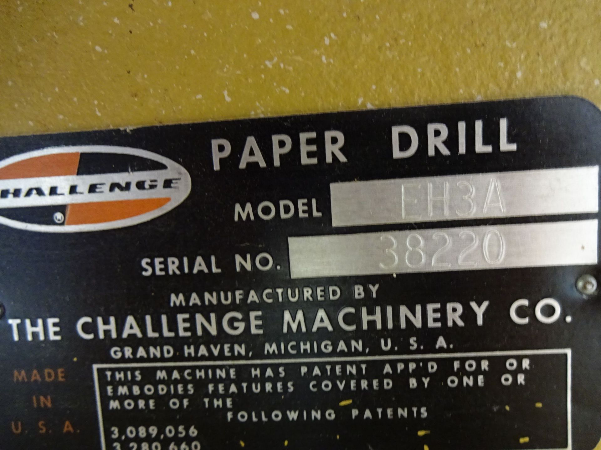 CHALLENGE MODEL EH3A 3-HEAD PAPER DRILL; S/N 38220 - Image 4 of 4